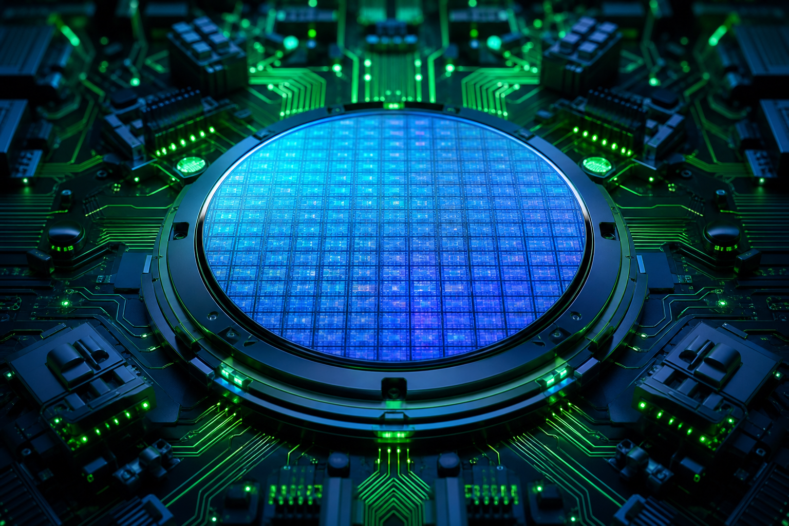 Semiconductor Wafer Glowing Blue Electronics Wallpaper  6 4K