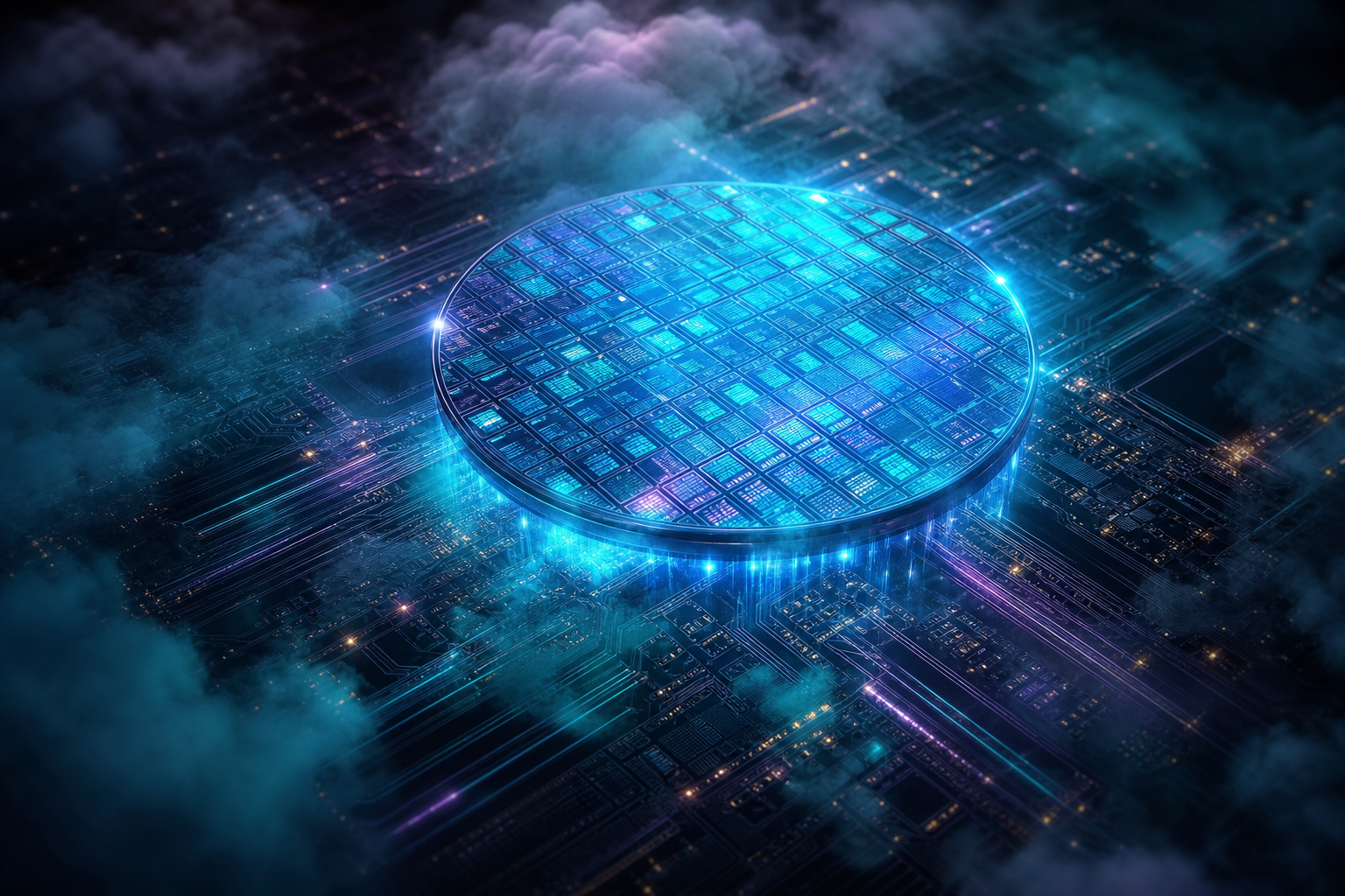 Semiconductor Wafer Glowing Blue Electronics Wallpaper 6 4K 11 4K Electronics Wallpaper