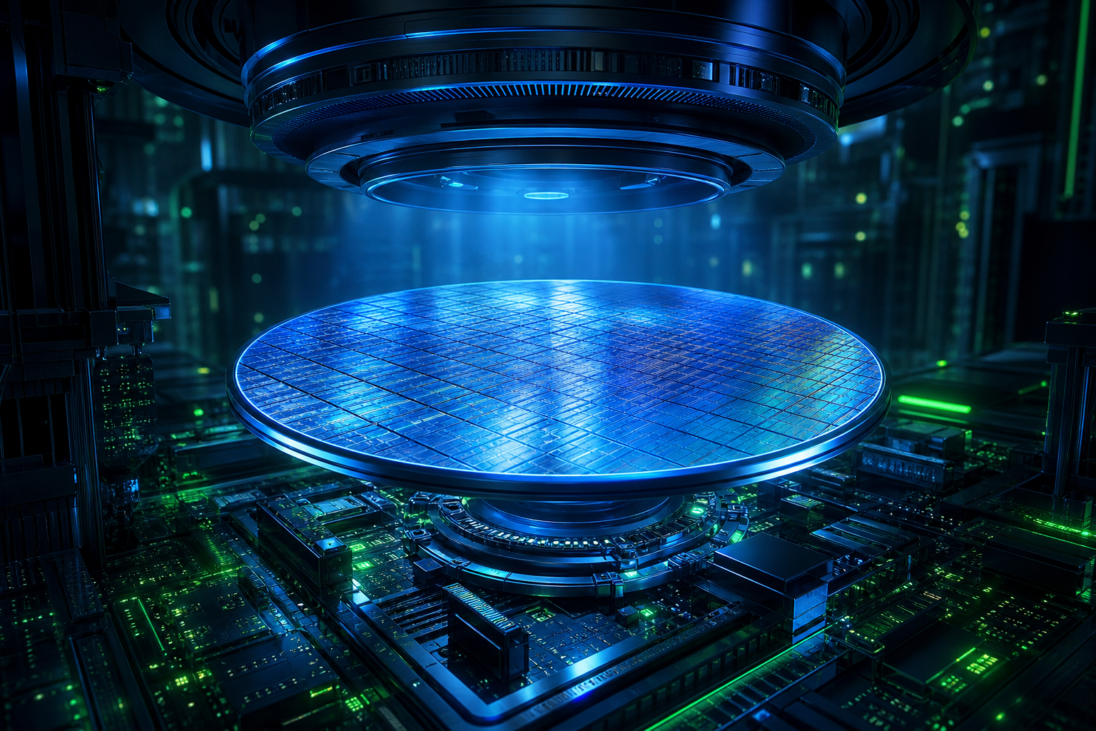 Semiconductor Wafer Glowing Blue Electronics Wallpaper  6 4K