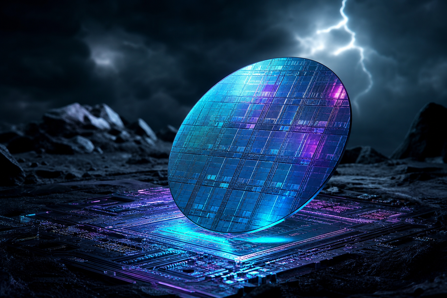 Semiconductor Wafer Glowing Blue Electronics Wallpaper  6 4K
