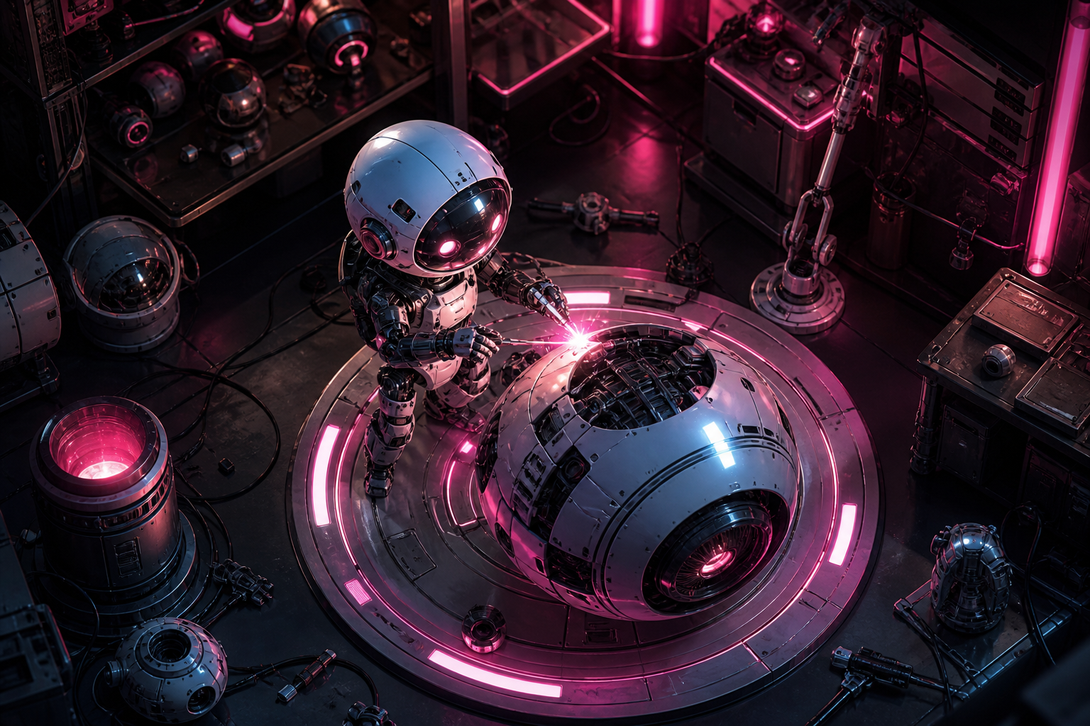 Small Cute Robot In Workshop Robots Wallpaper  3 4K