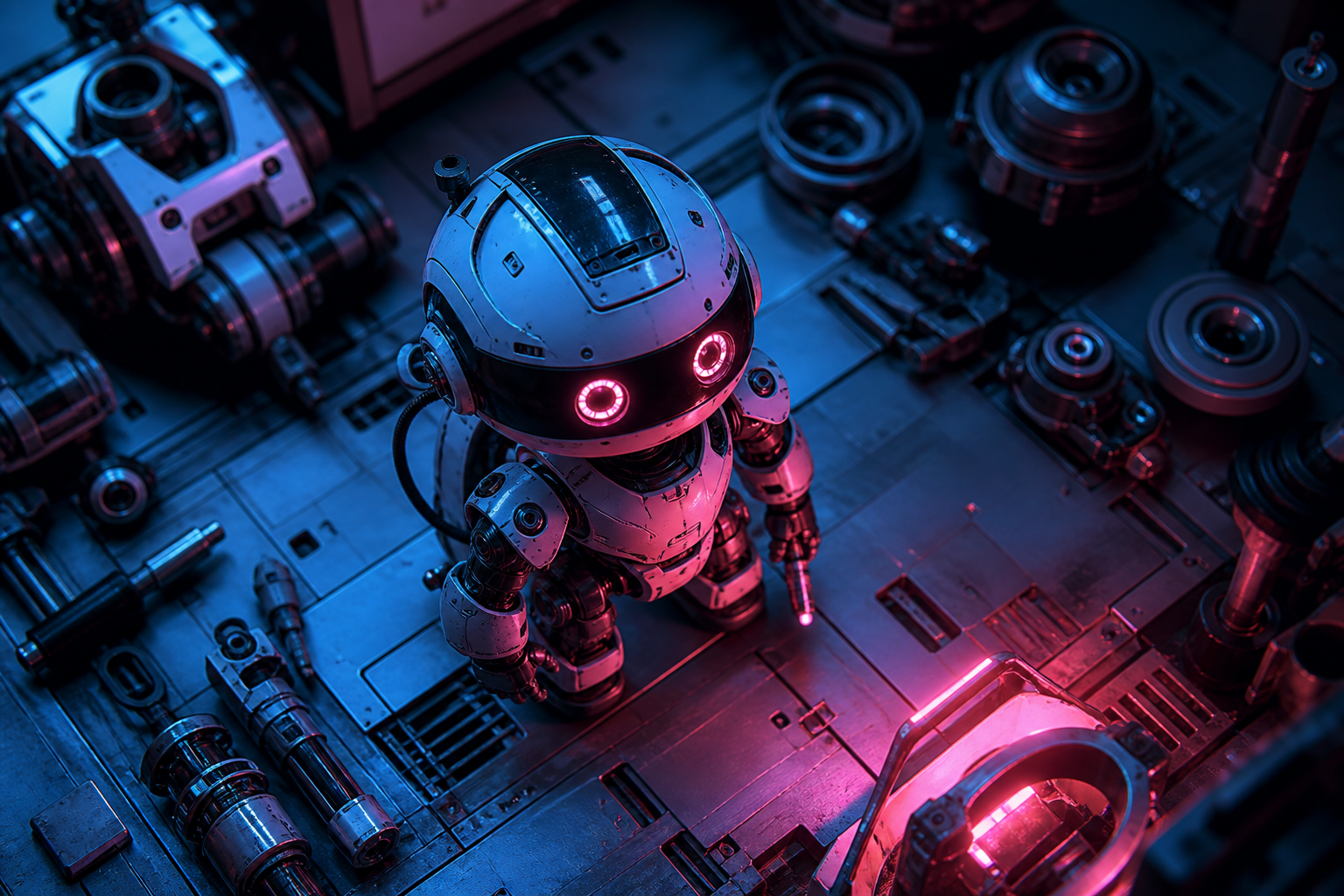 Small Cute Robot In Workshop Robots Wallpaper 3 4K 11 4K Robots Wallpaper