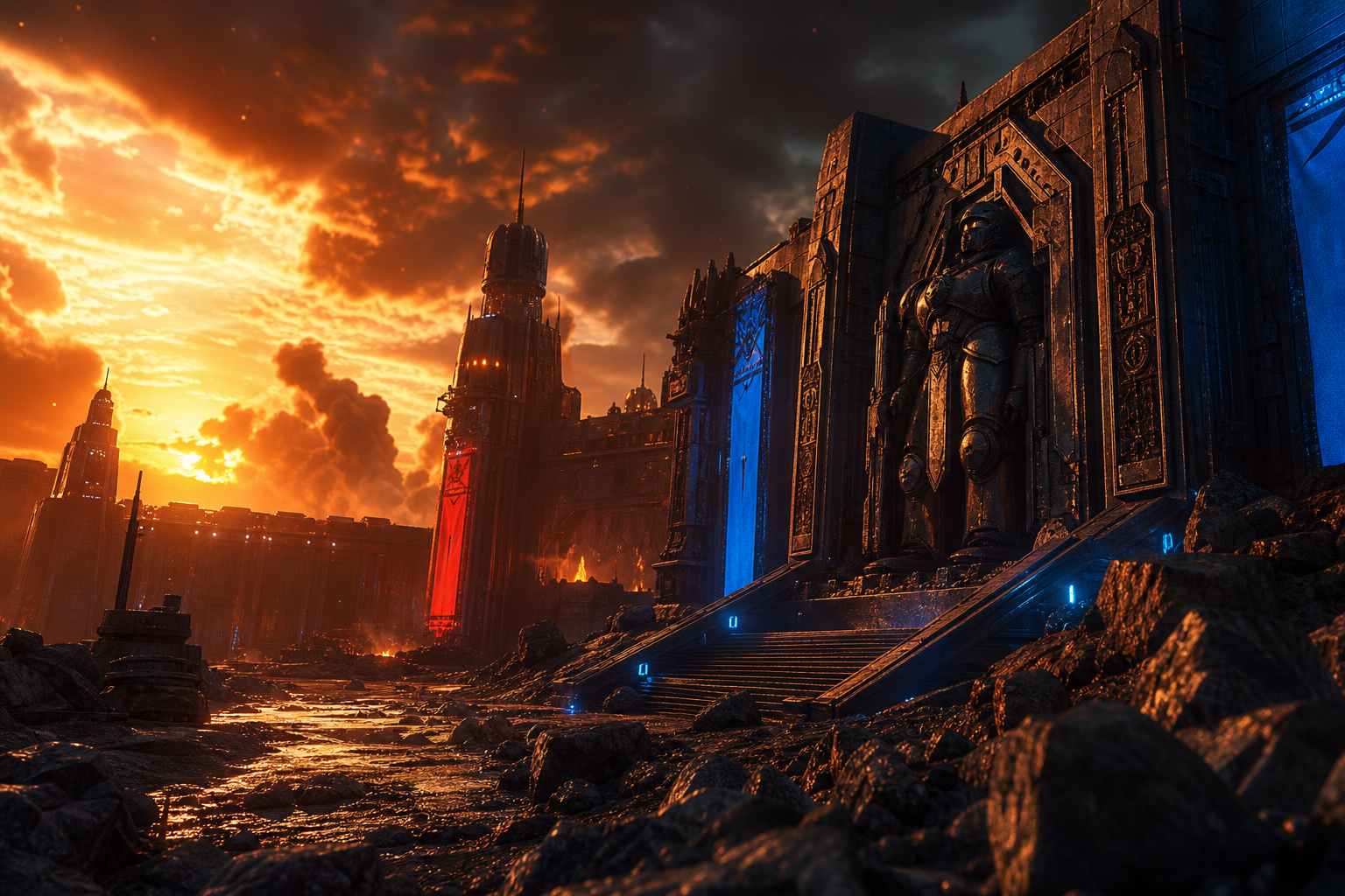 Space Marine Inspired Sci Fi Battlefield Without Logos Gaming Wallpaper  19 4K