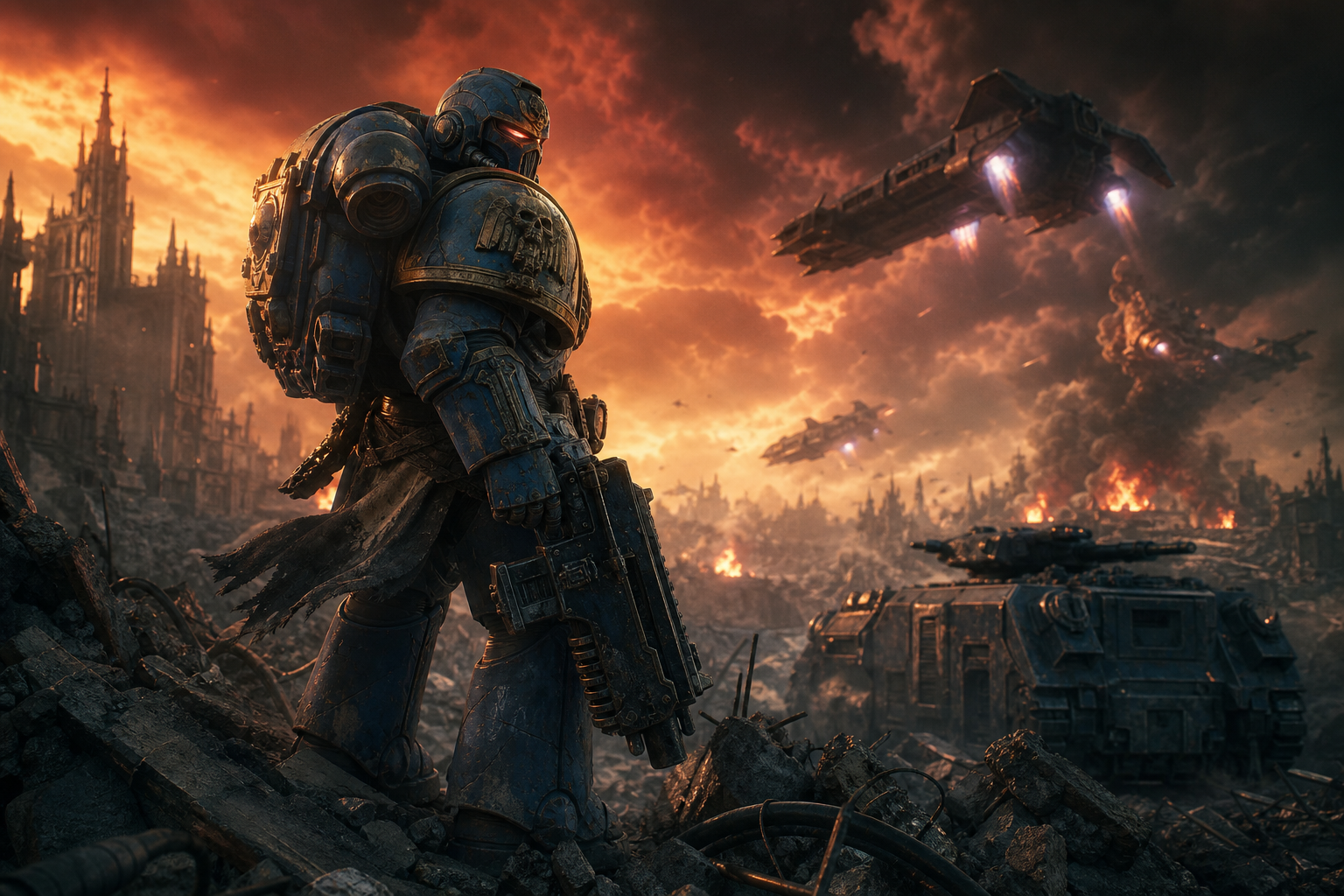 Space Marine Inspired Sci Fi Battlefield Without Logos Gaming Wallpaper  19 4K