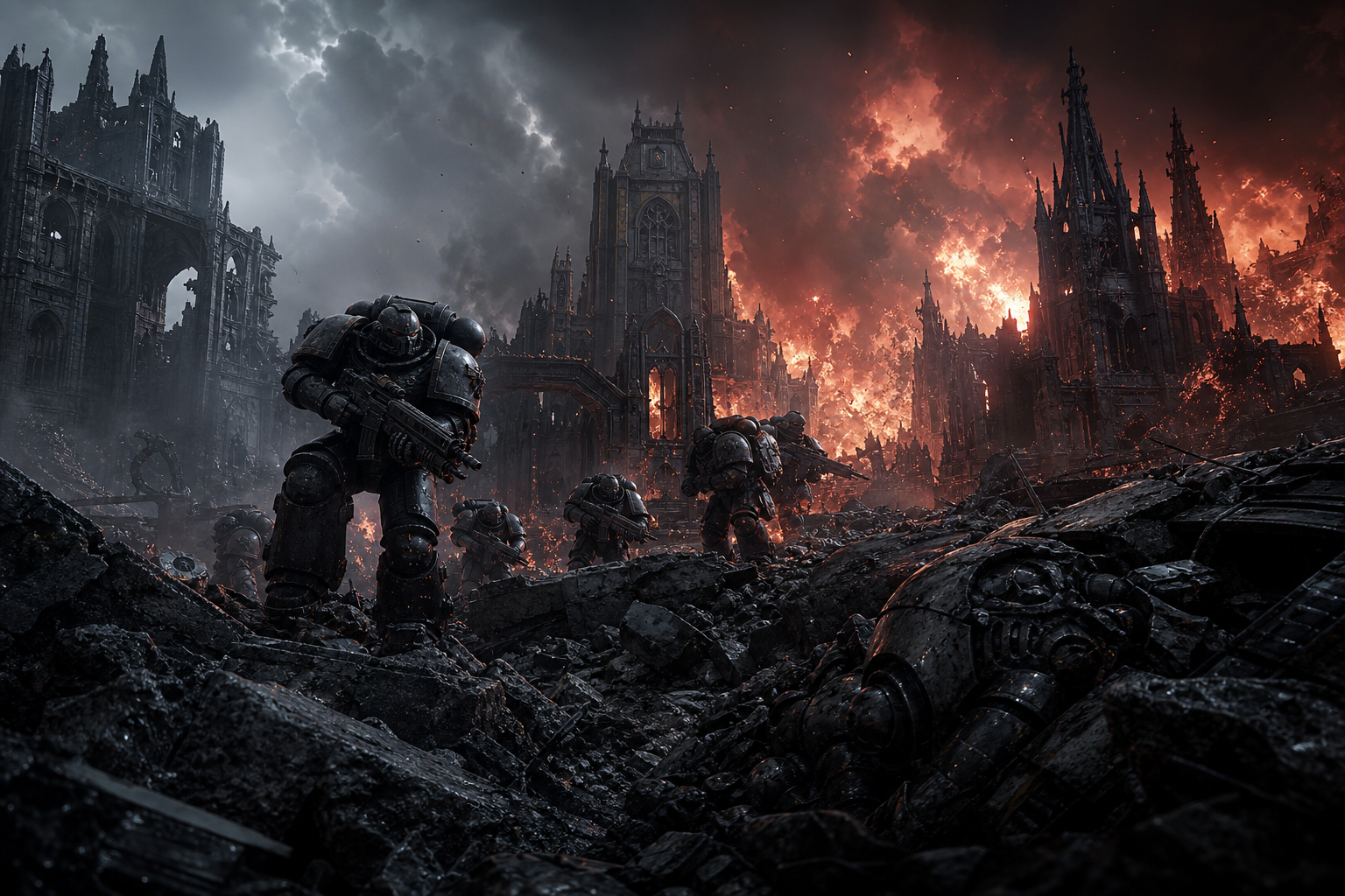 Space Marine Inspired Sci Fi Battlefield Without Logos Gaming Wallpaper  19 4K