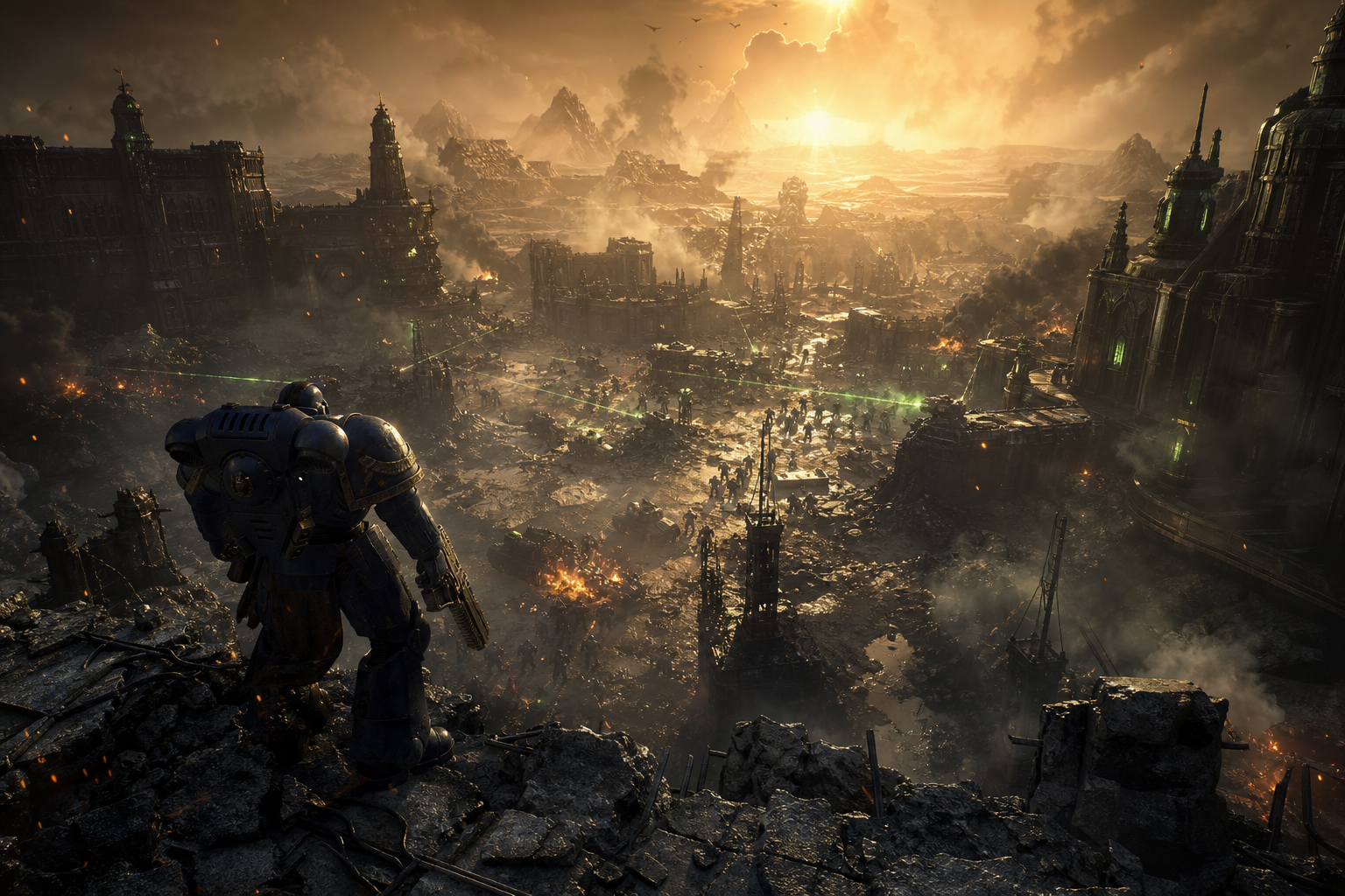Space Marine Inspired Sci Fi Battlefield Without Logos Gaming Wallpaper  9 4K