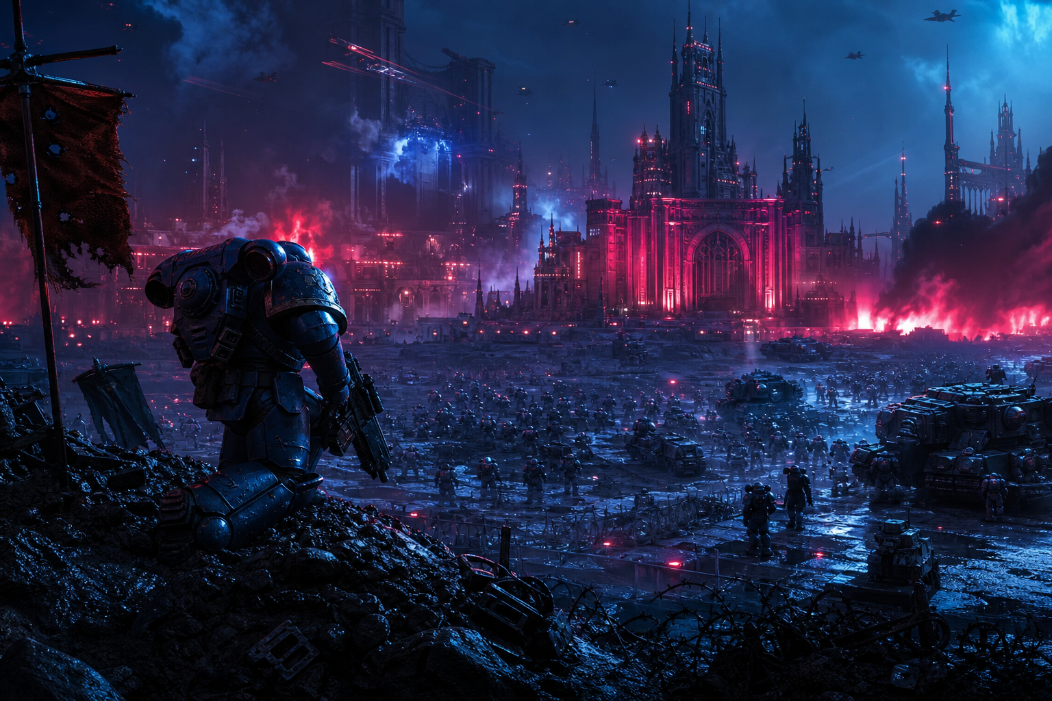Space Marine Inspired Sci Fi Battlefield Without Logos Gaming Wallpaper  9 4K