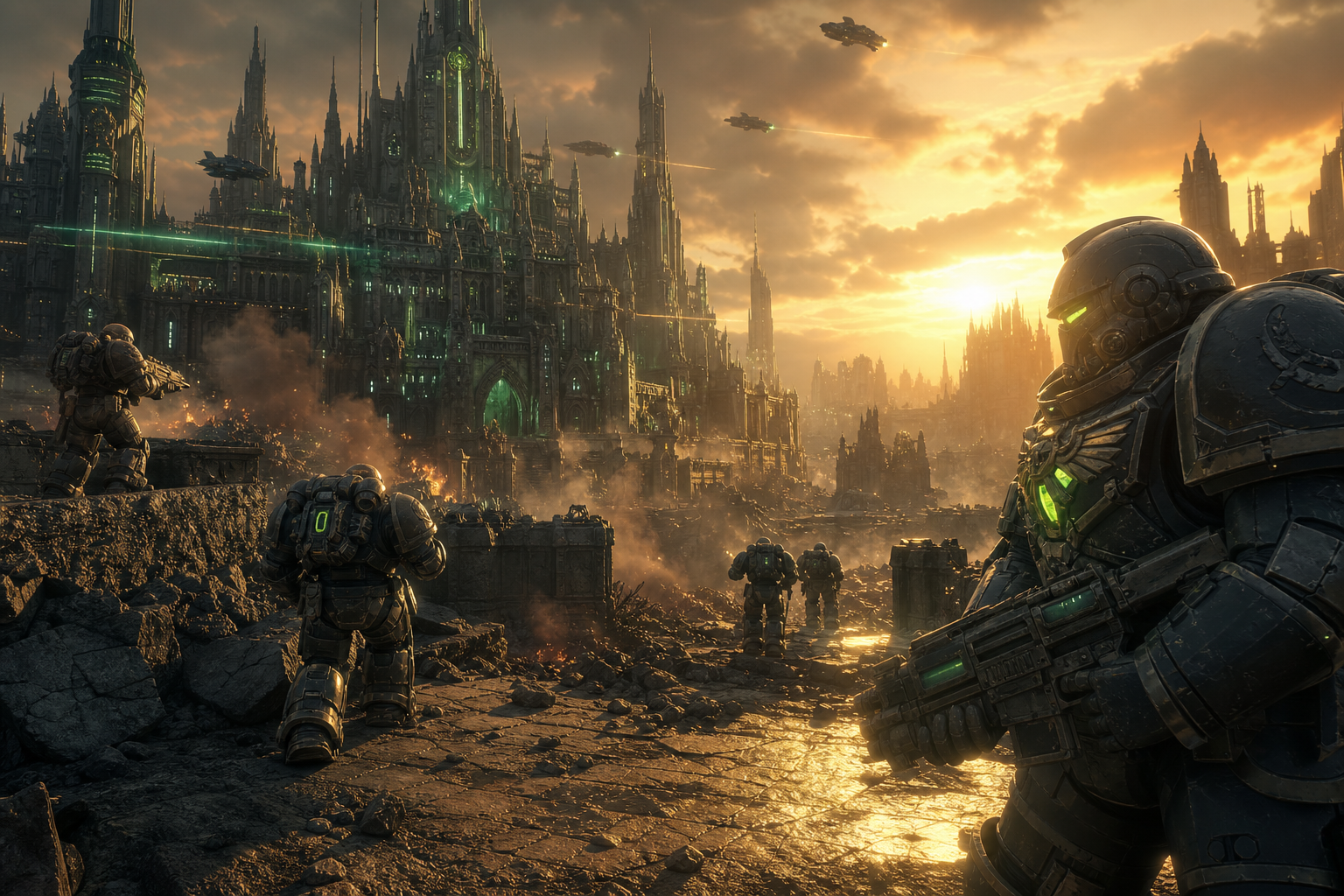Space Marine Inspired Sci Fi Battlefield Without Logos Gaming Wallpaper  9 4K