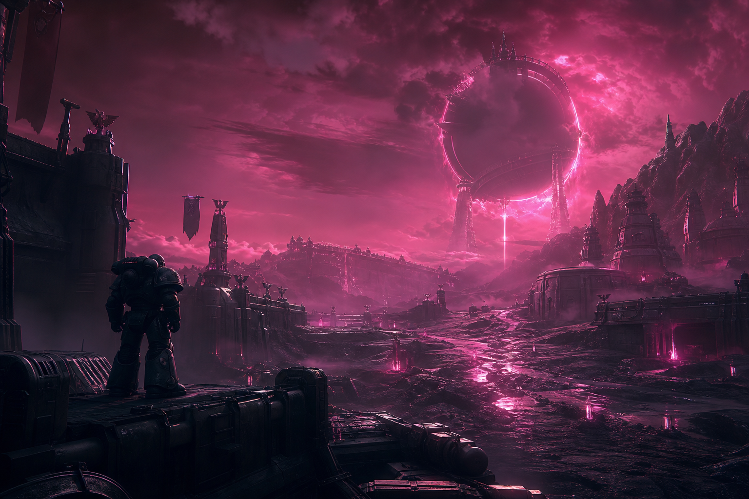 Space Marine Inspired Sci Fi Battlefield Without Logos Gaming Wallpaper  9 4K