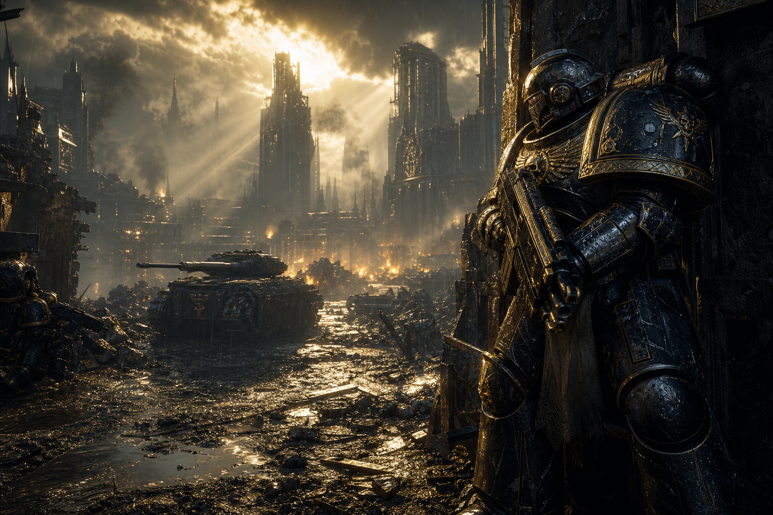 Space Marine Inspired Sci Fi Battlefield Without Logos Gaming Wallpaper  9 4K