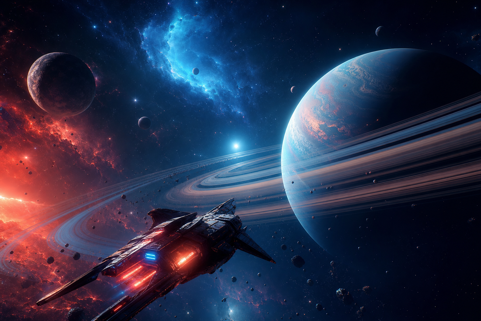 Spaceship Near Saturn Rings Space Wallpaper 6 4K 11 4K Space Wallpaper