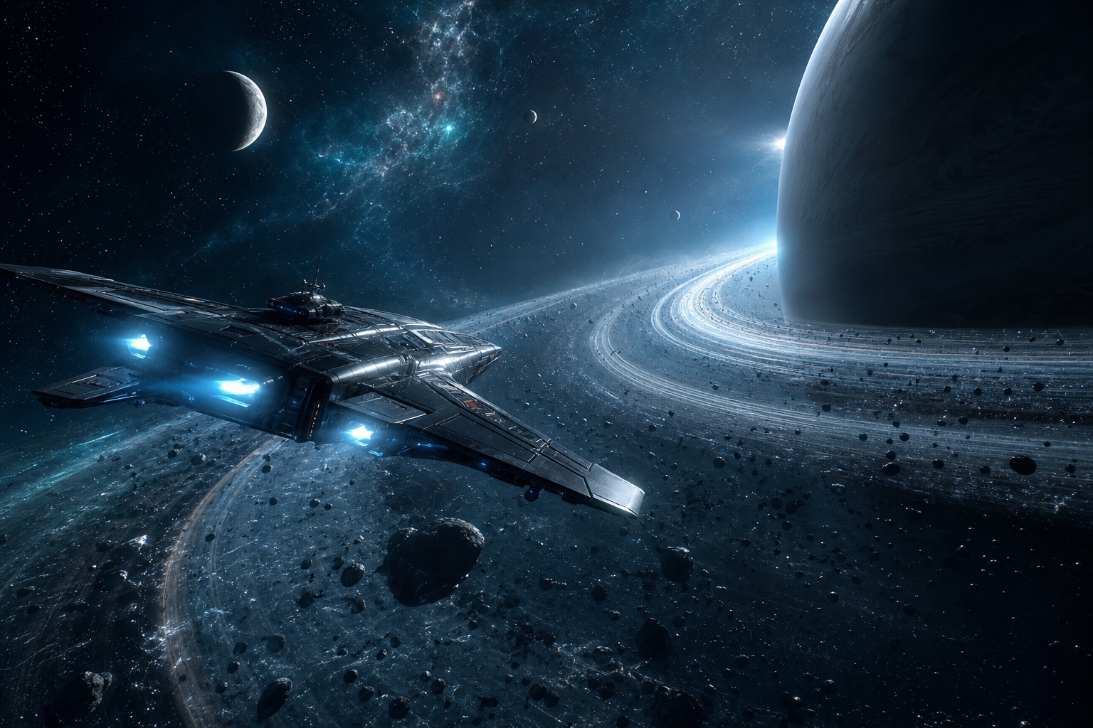Spaceship Near Saturn Rings Space Wallpaper  6 4K