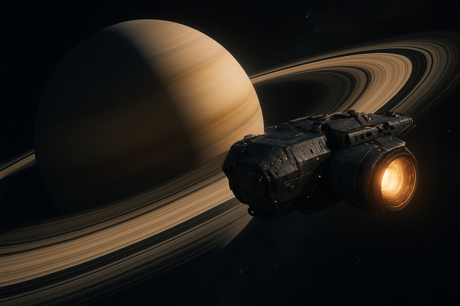 Spaceship Near Saturn Rings Space Wallpaper 6 4K 4K Space Wallpaper