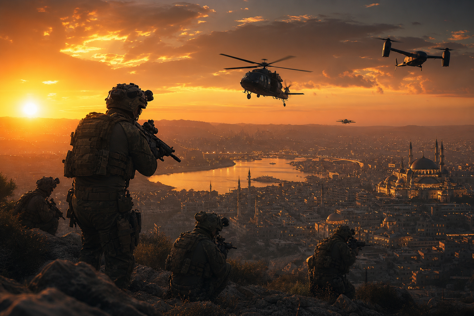 Special Forces Silhouette At Sunset Military Wallpaper  3 4K