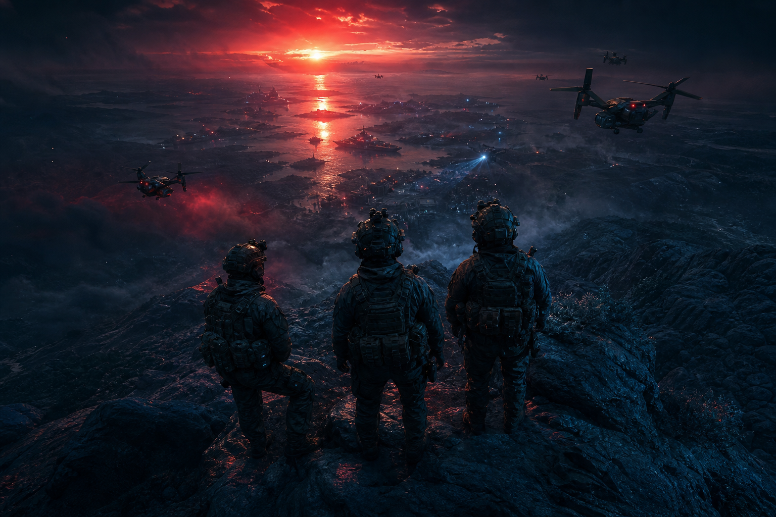 Special Forces Silhouette At Sunset Military Wallpaper  3 4K
