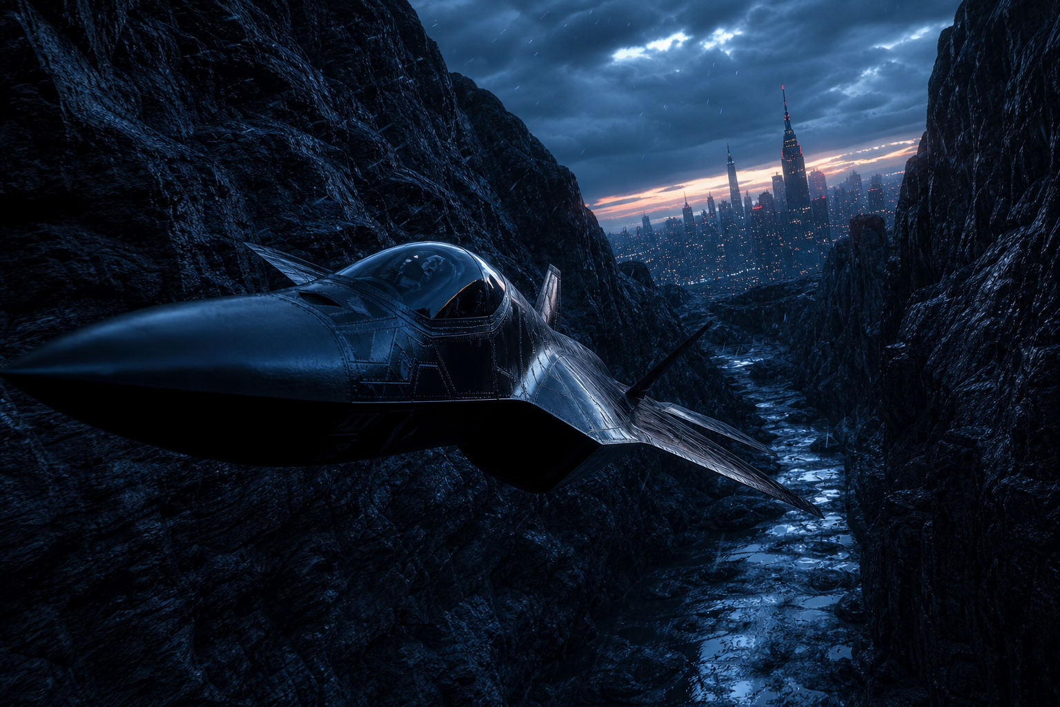 Stealth Jet Flying Through Canyon Airplanes Wallpaper  7 4K