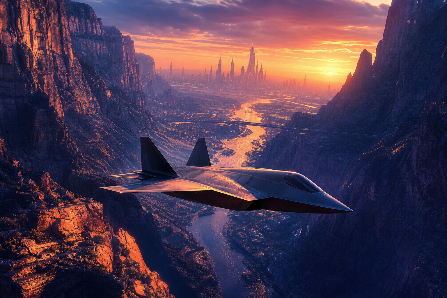Stealth Jet Flying Through Canyon Airplanes Wallpaper  7 4K