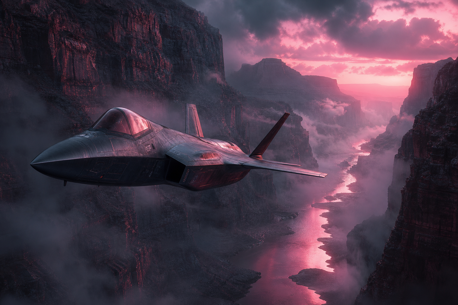 Stealth Jet Flying Through Canyon Airplanes Wallpaper  7 4K