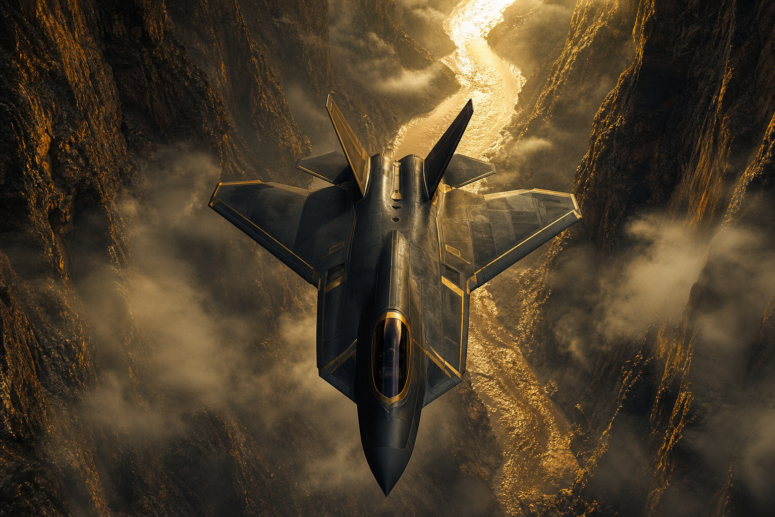 Stealth Jet Flying Through Canyon Airplanes Wallpaper  7 4K