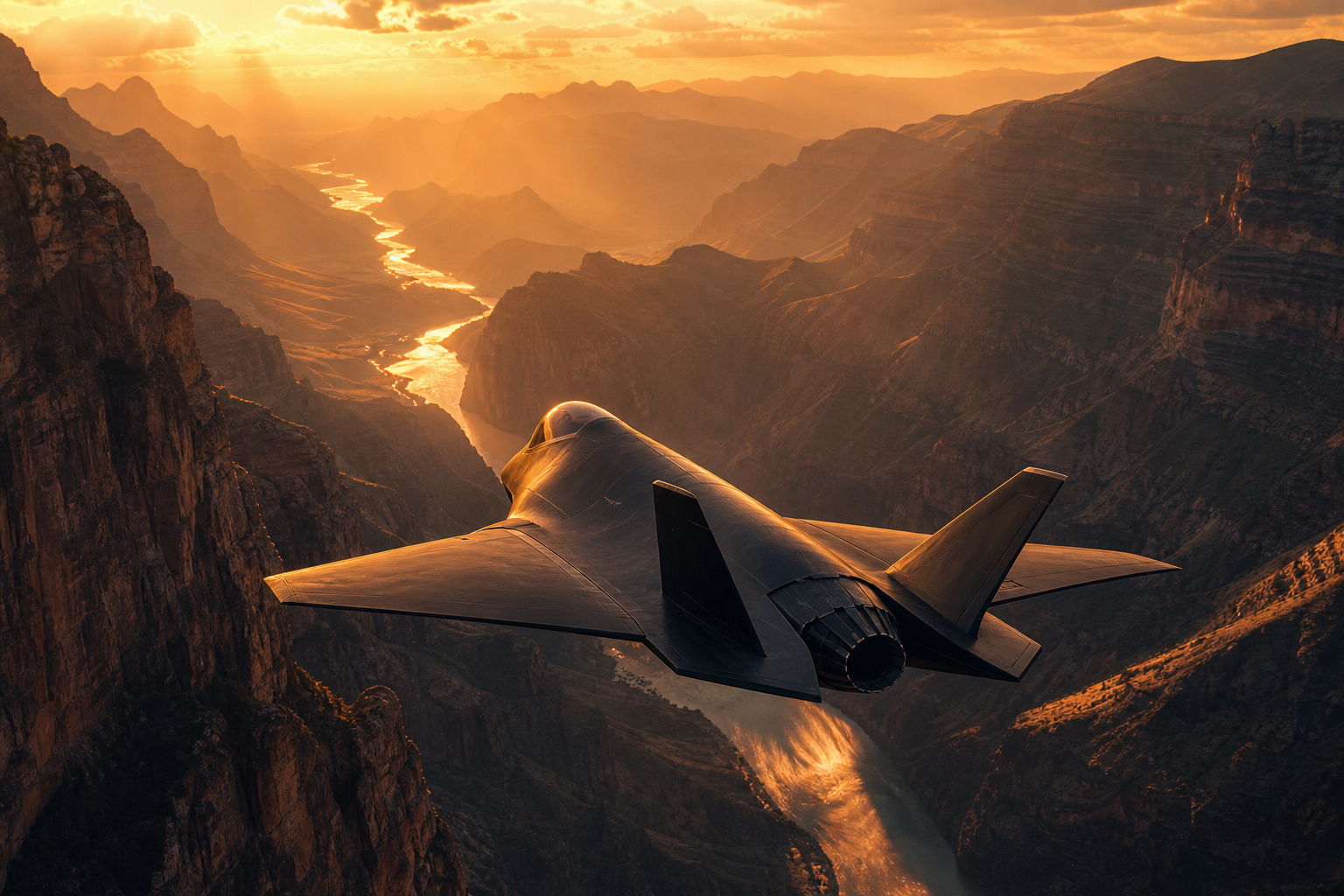 Stealth Jet Flying Through Canyon Airplanes Wallpaper  7 4K