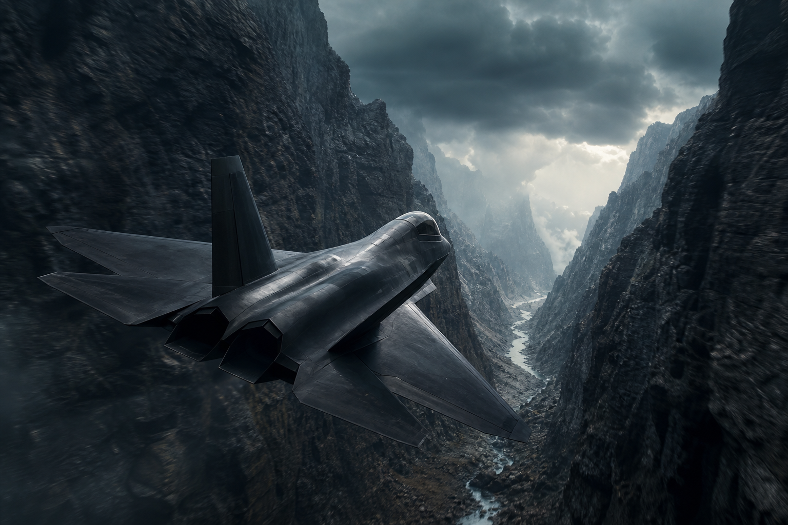 Stealth Jet Flying Through Canyon Airplanes Wallpaper  7 4K