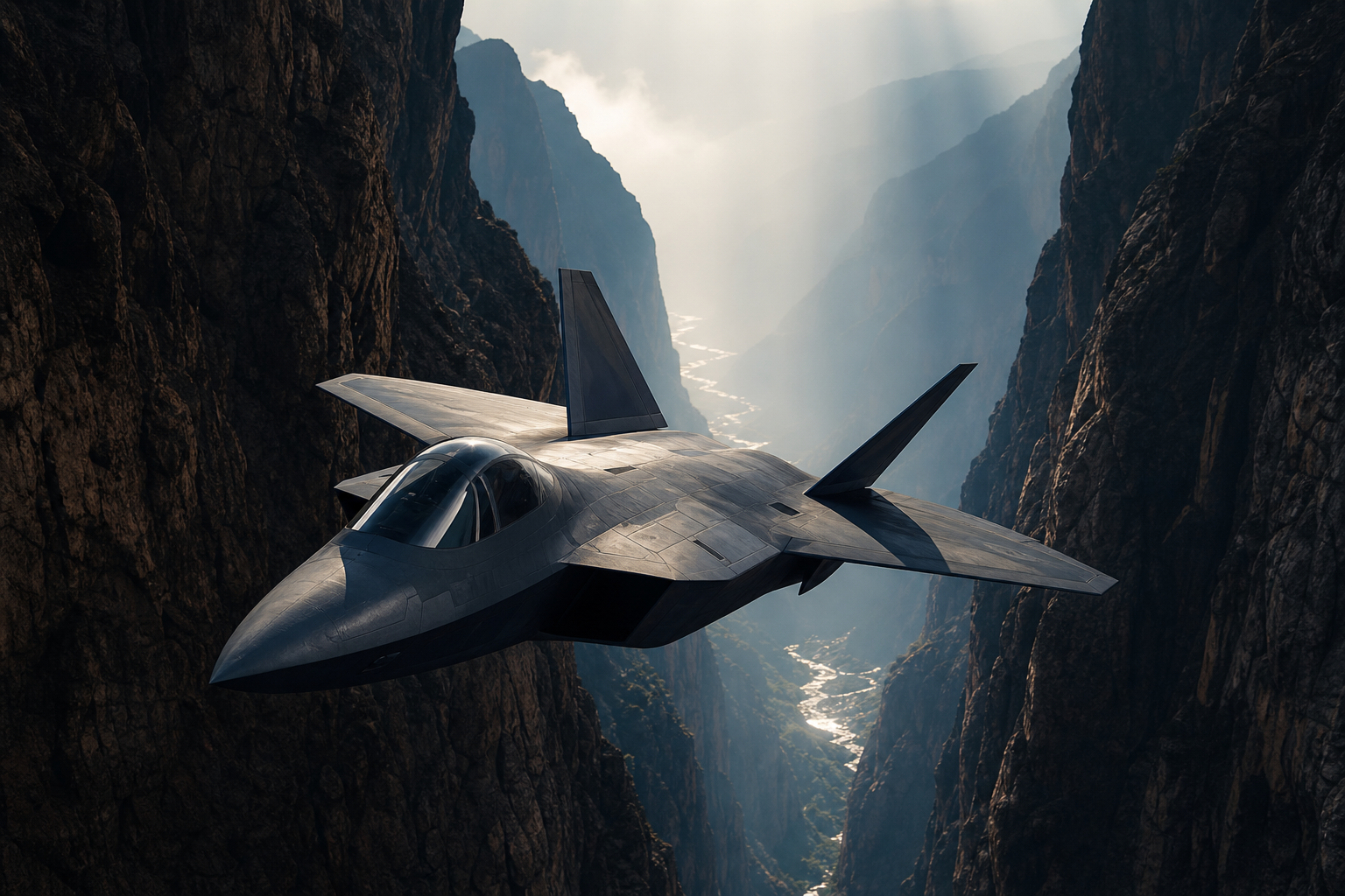 Stealth Jet Flying Through Canyon Airplanes Wallpaper  7 4K