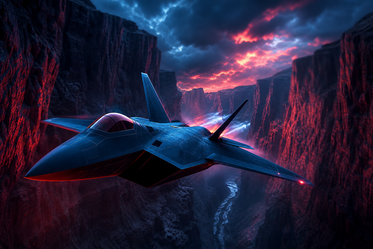 Stealth Jet Flying Through Canyon Airplanes Wallpaper  7 4K