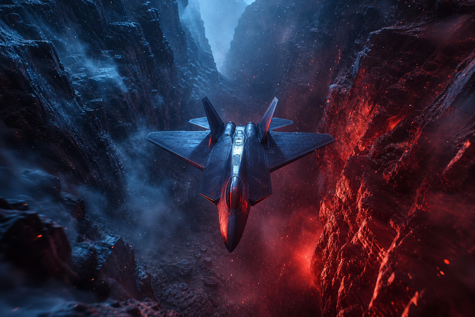 Stealth Jet Flying Through Canyon Airplanes Wallpaper  7 4K