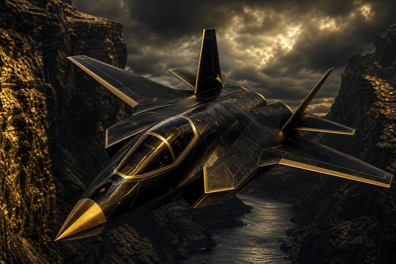 Stealth Jet Flying Through Canyon Airplanes Wallpaper  7 4K