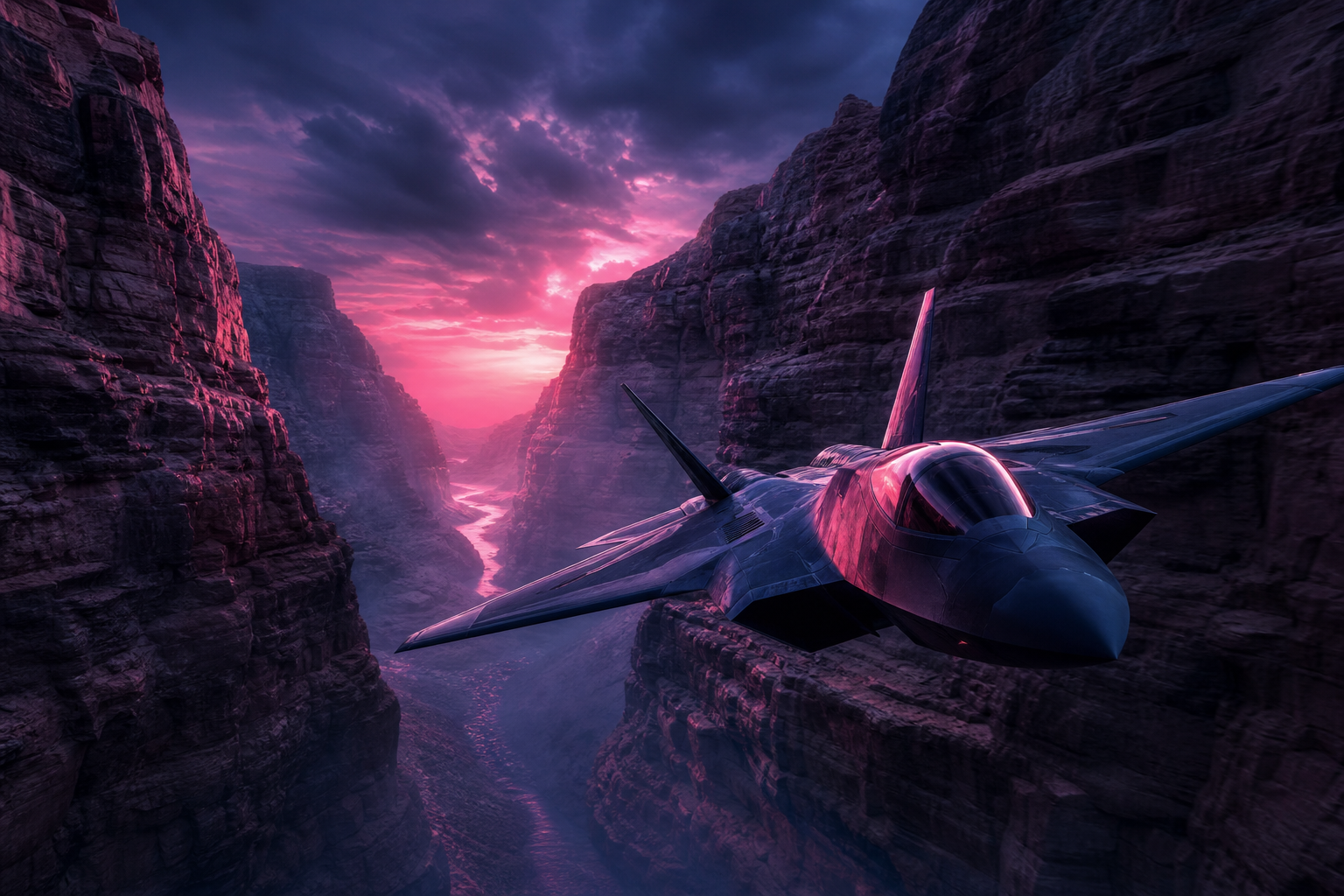 Stealth Jet Flying Through Canyon Airplanes Wallpaper  7 4K