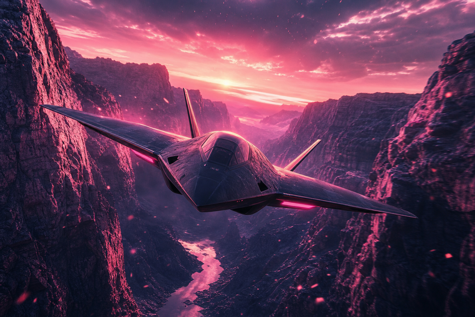 Stealth Jet Flying Through Canyon Airplanes Wallpaper  7 4K
