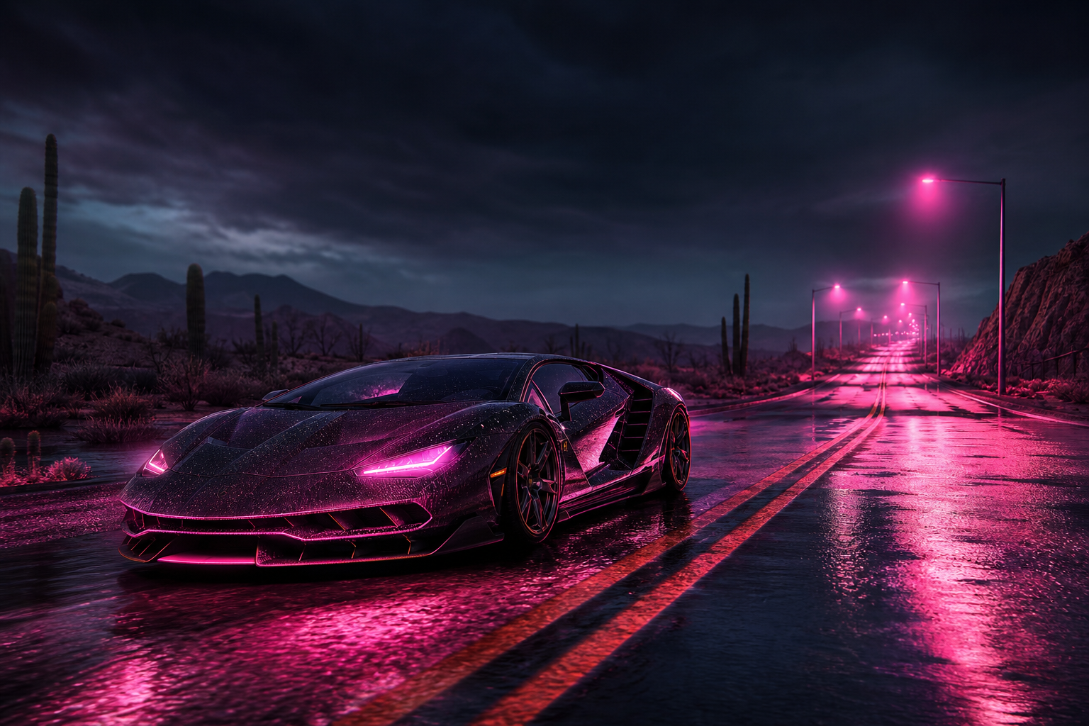 Supercar Desert Highway Cinematic Cars Wallpaper  8 4K