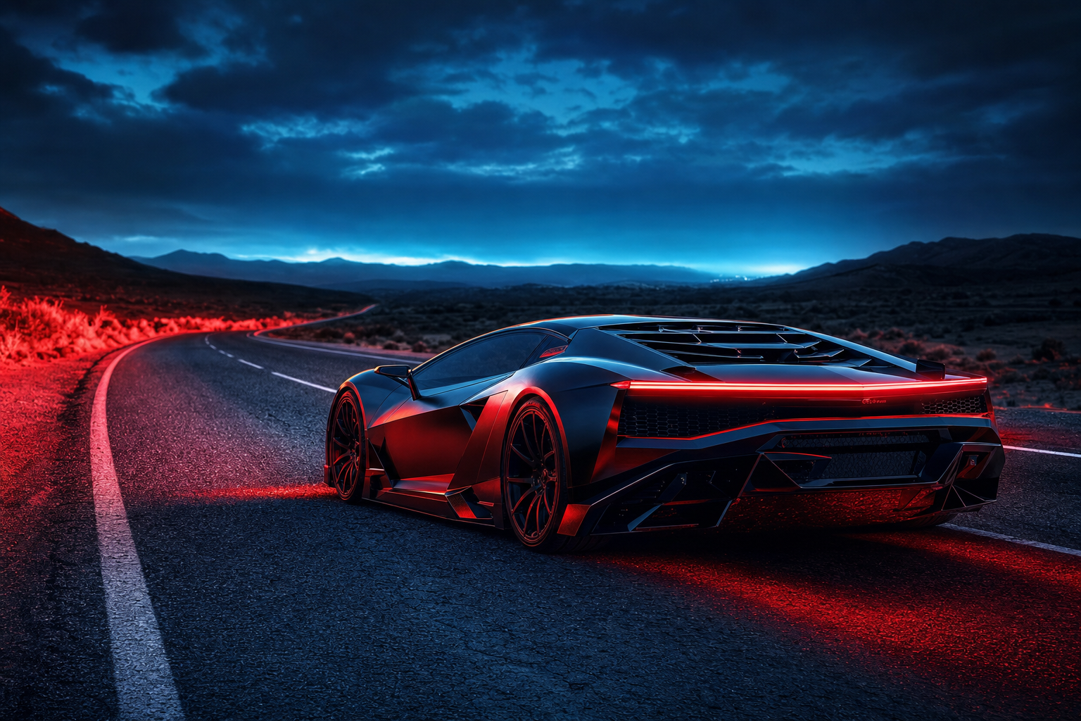 Supercar Desert Highway Cinematic Cars Wallpaper  8 4K