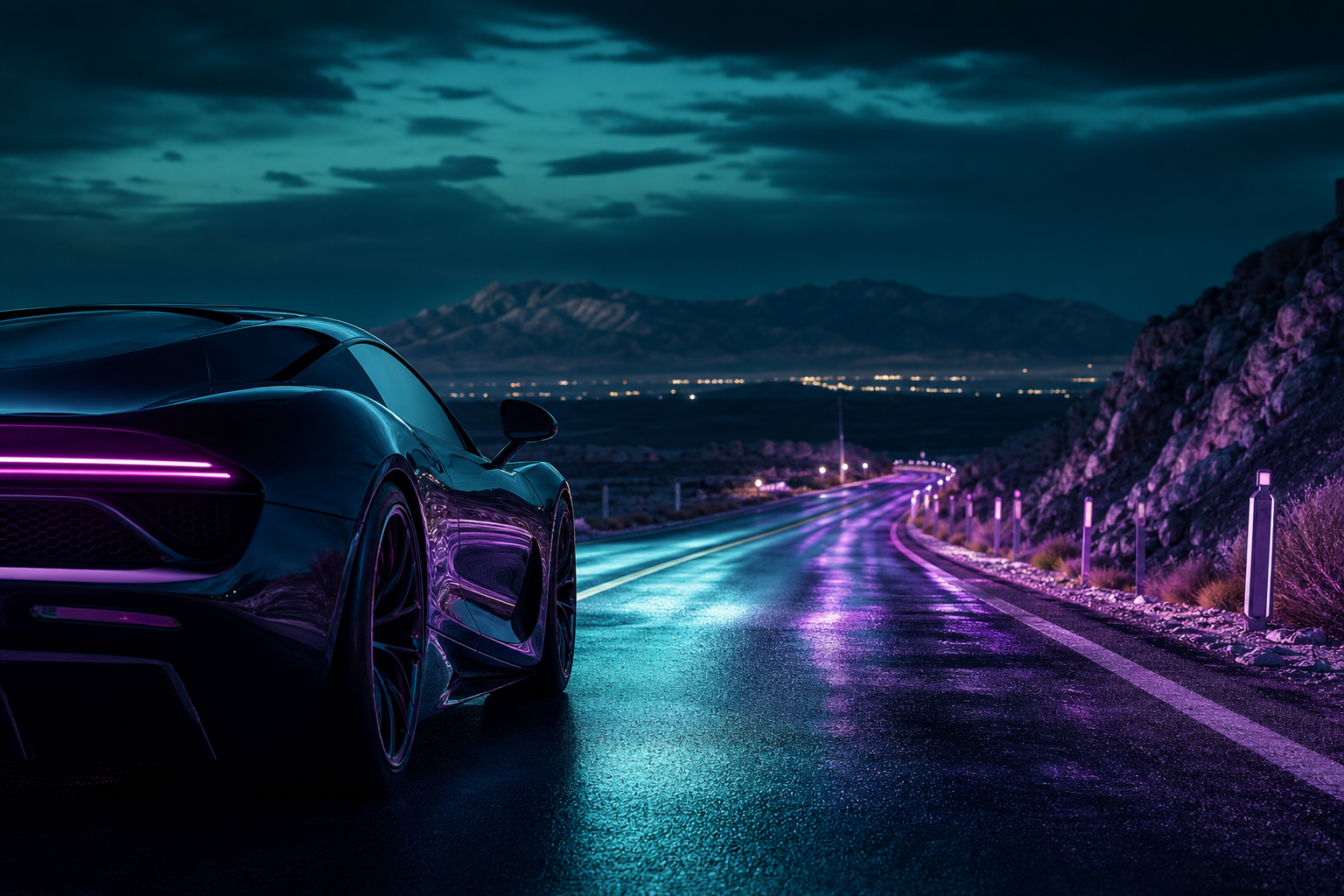 Supercar Desert Highway Cinematic Cars Wallpaper  8 4K