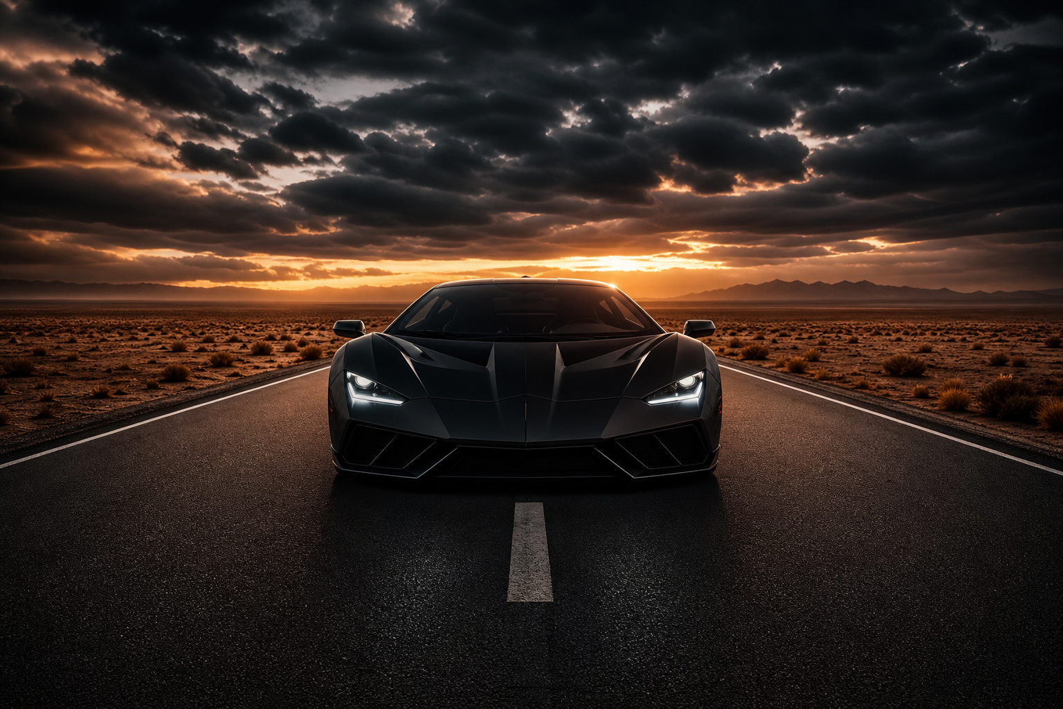 Supercar Desert Highway Cinematic Cars Wallpaper  8 4K