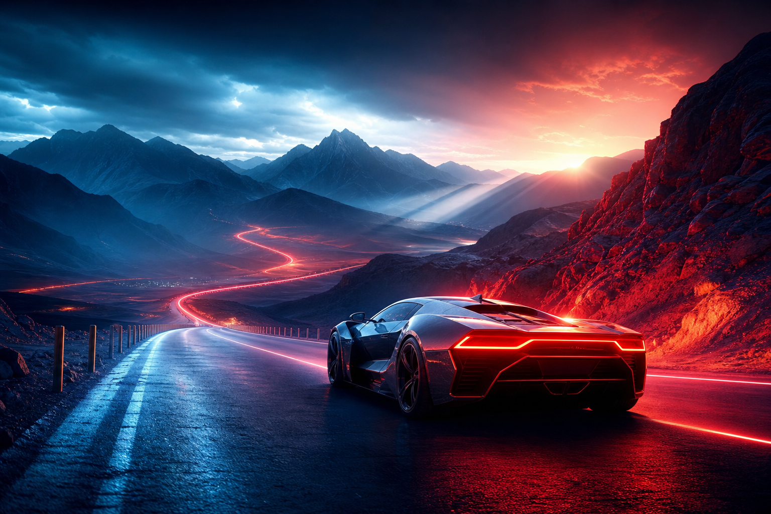 Supercar Desert Highway Cinematic Cars Wallpaper  8 4K