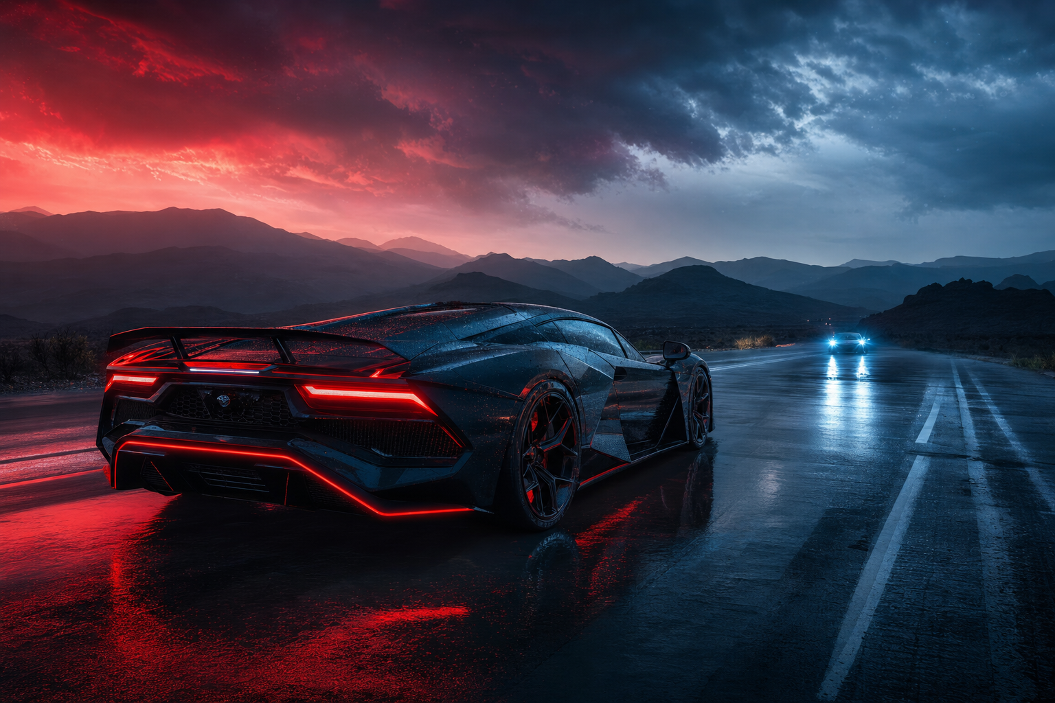 Supercar Desert Highway Cinematic Cars Wallpaper  8 4K