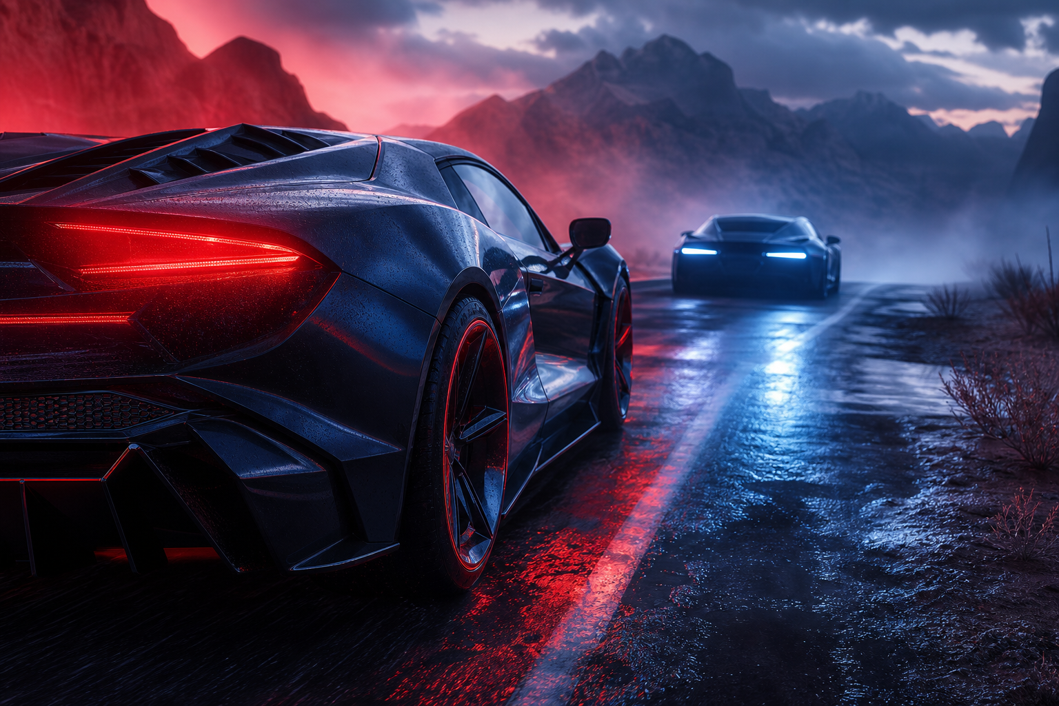 Supercar Desert Highway Cinematic Cars Wallpaper  8 4K