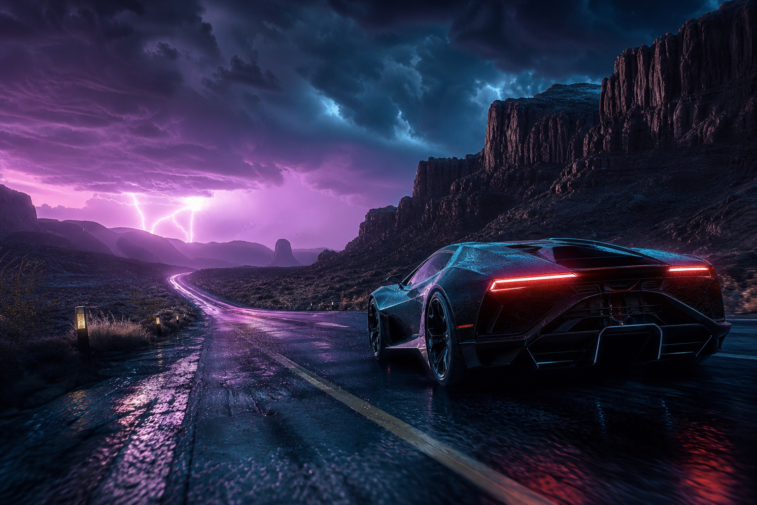Supercar Desert Highway Cinematic Cars Wallpaper  8 4K