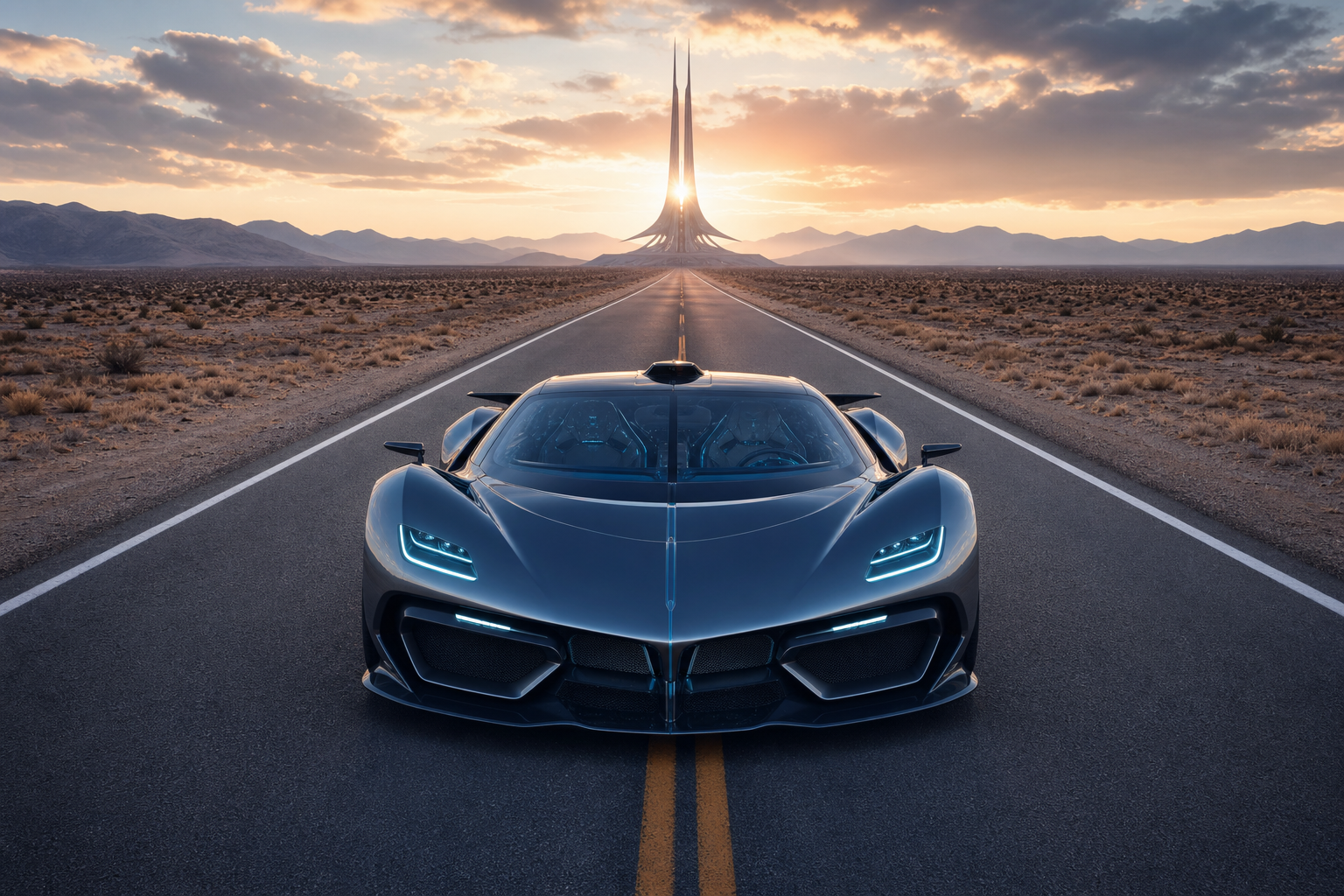 Supercar Desert Highway Cinematic Cars Wallpaper  8 4K