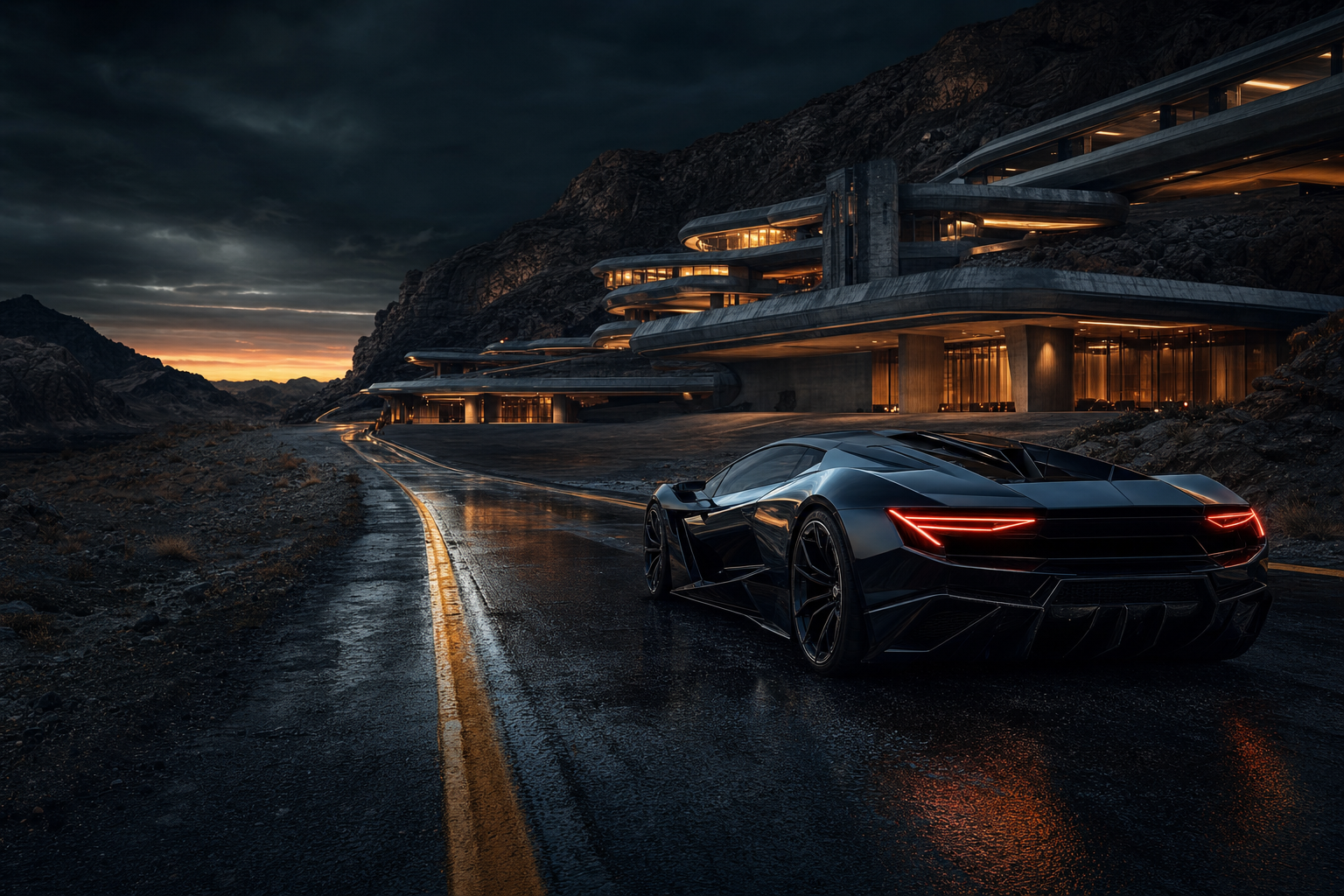Supercar Desert Highway Cinematic Cars Wallpaper  8 4K