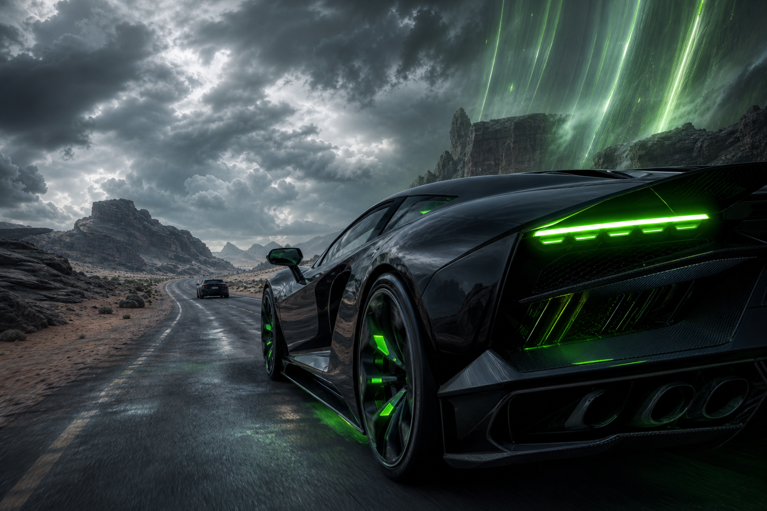Supercar Desert Highway Cinematic Cars Wallpaper  8 4K