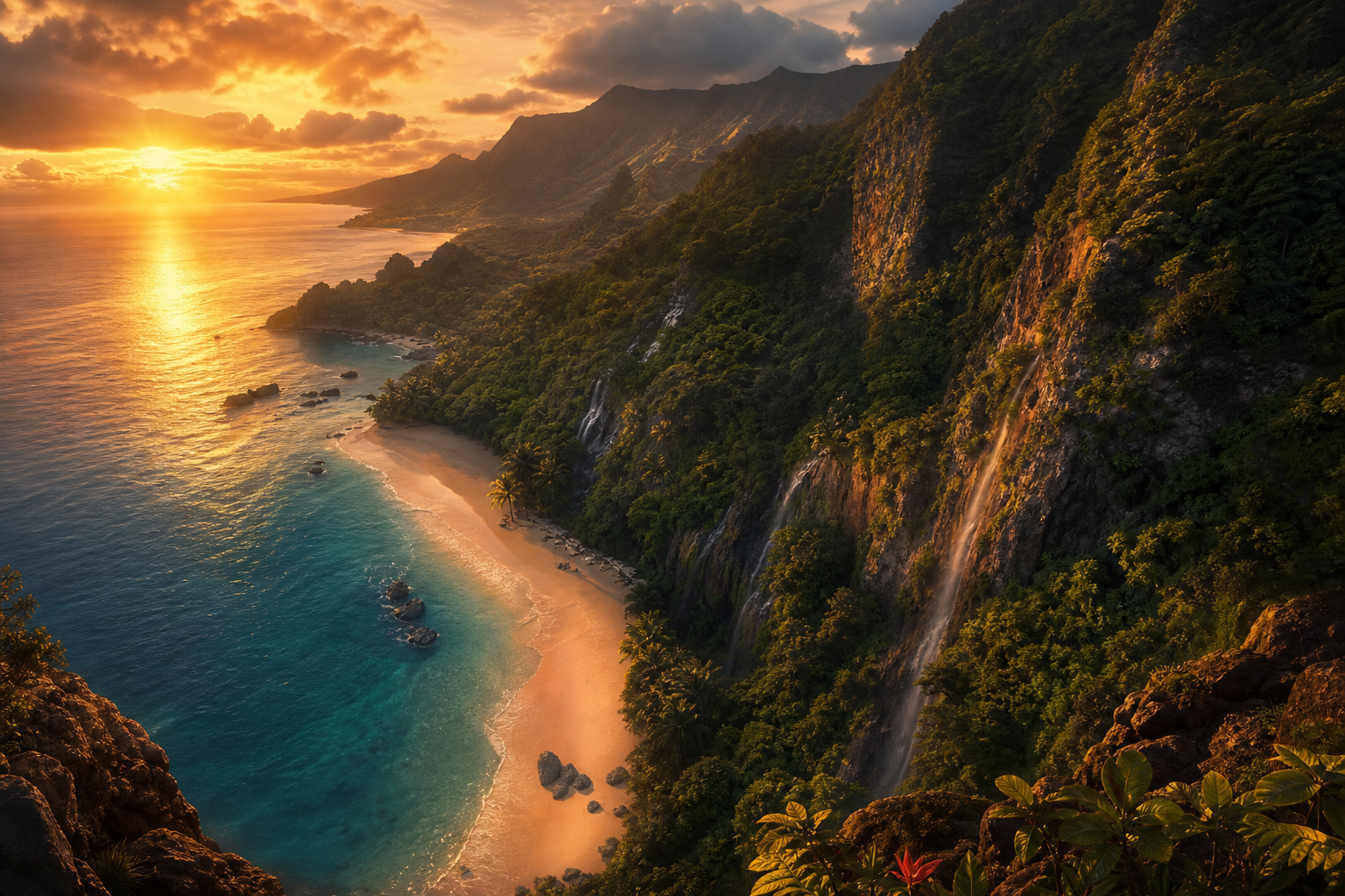 Tropical Beach Sunset Nature Wallpaper  5 4K