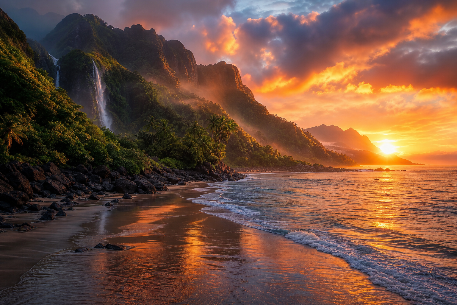 Tropical Beach Sunset Nature Wallpaper  5 4K