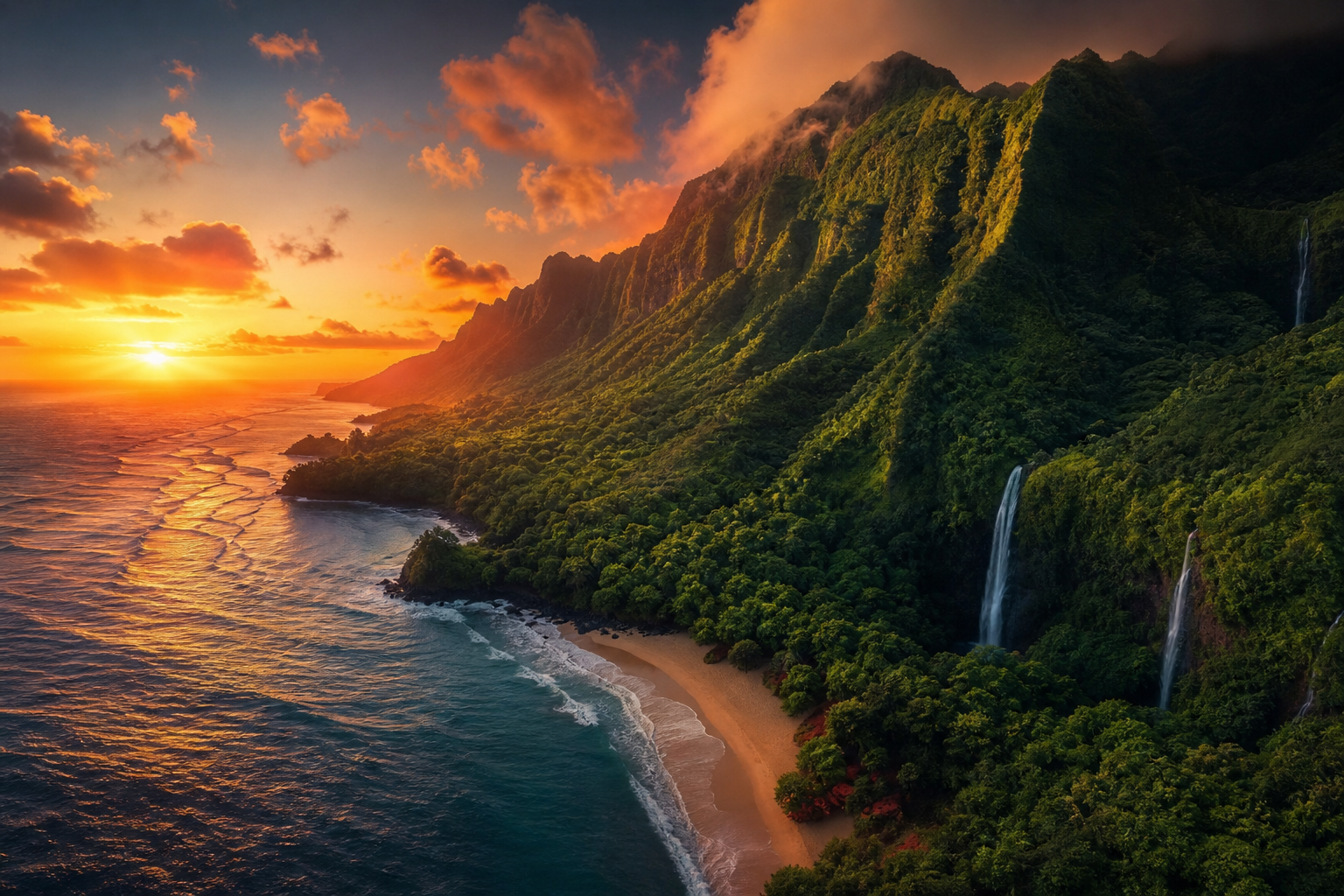 Tropical Beach Sunset Nature Wallpaper  5 4K