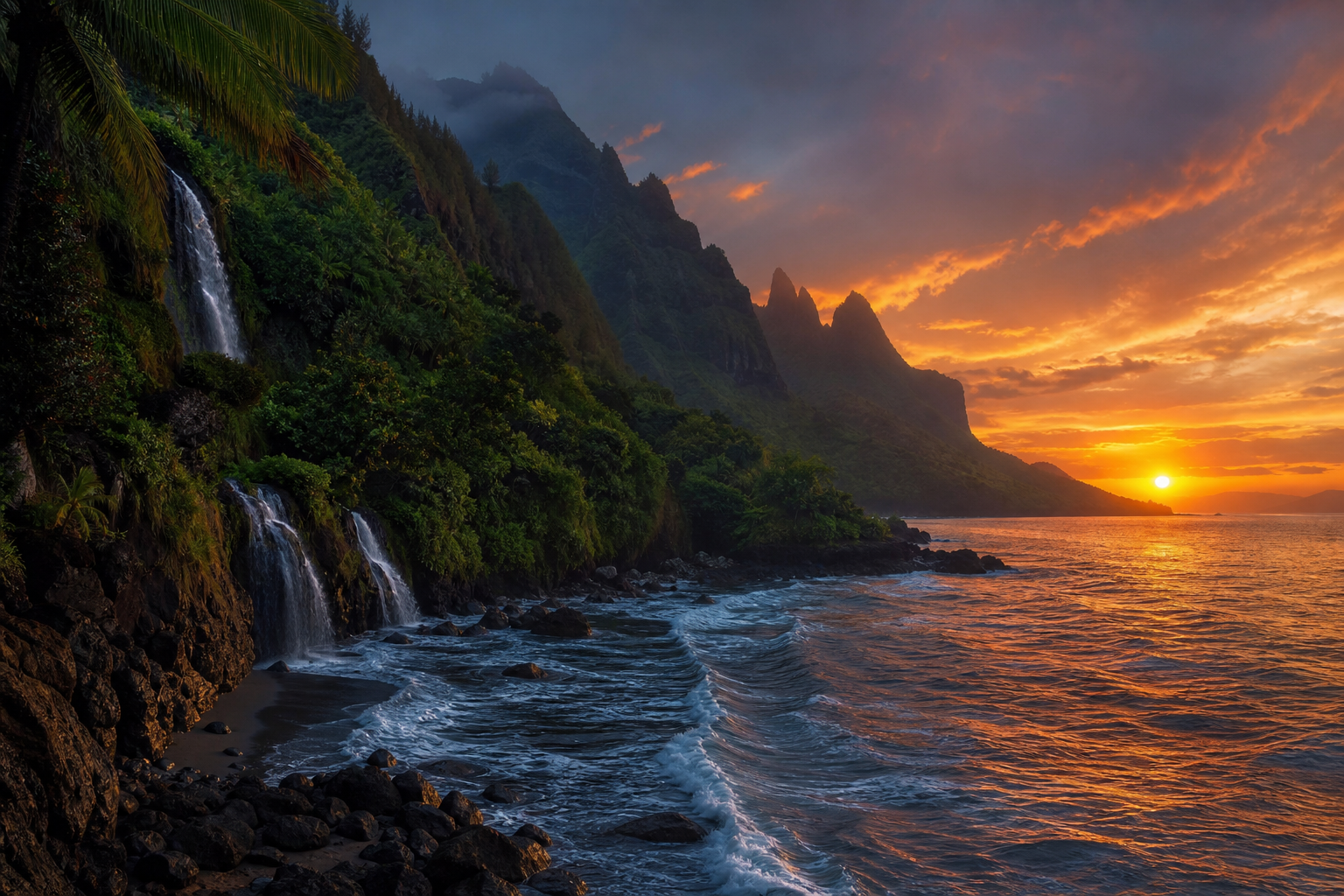 Tropical Beach Sunset Nature Wallpaper  5 4K