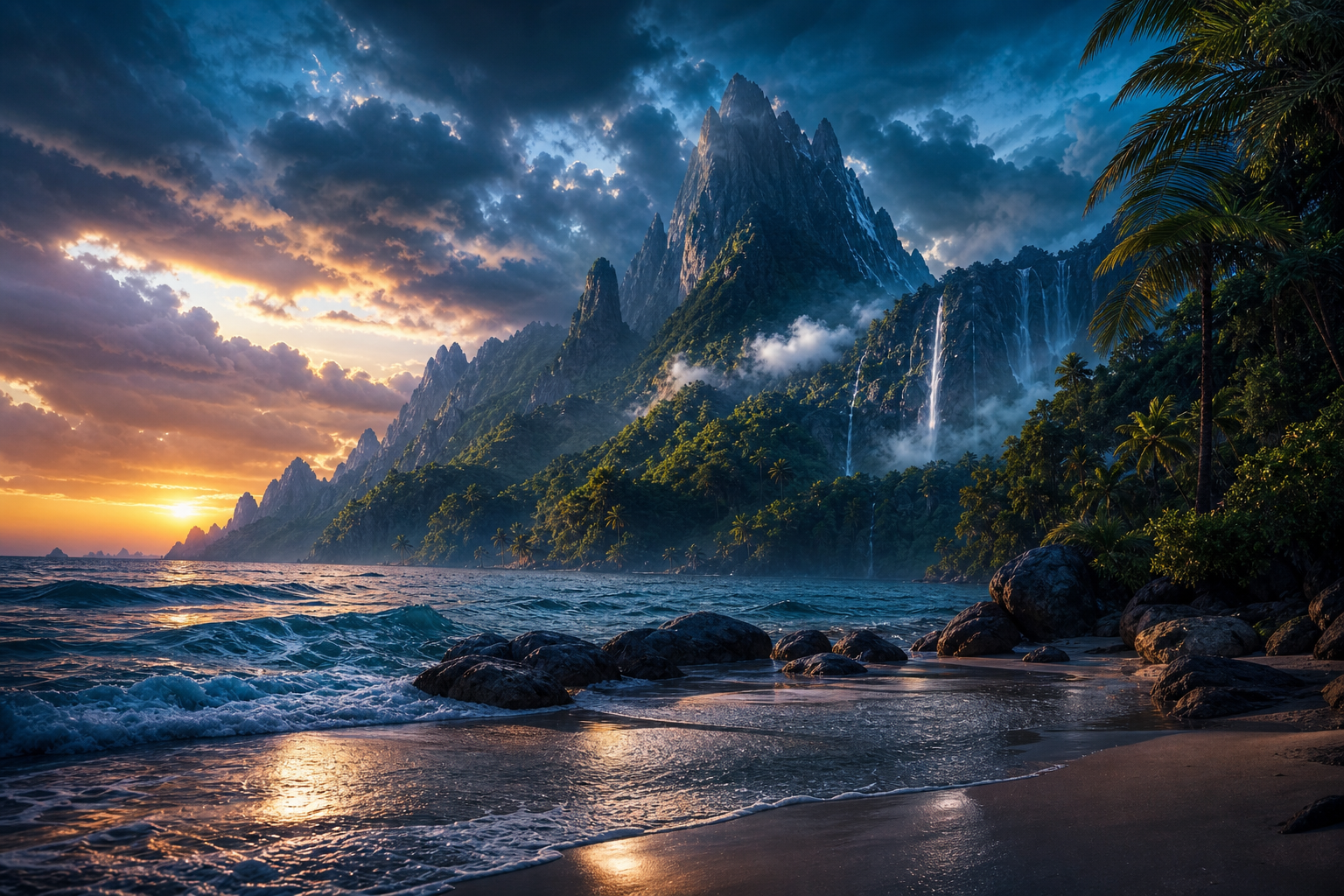 Tropical Beach Sunset Nature Wallpaper  5 4K