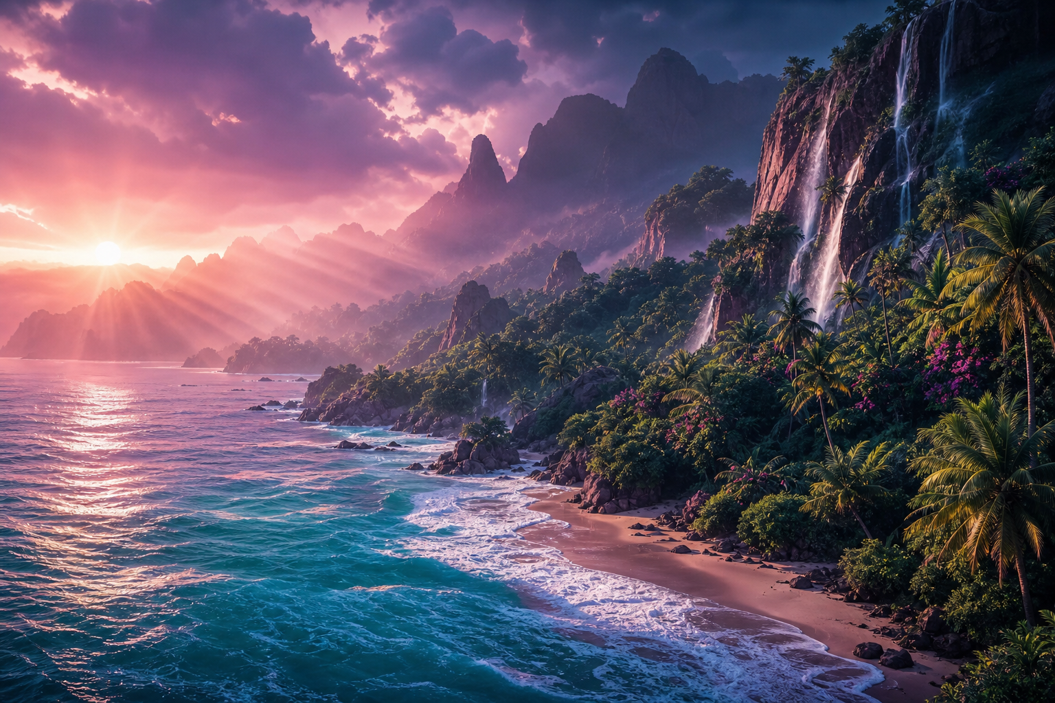 Tropical Beach Sunset Nature Wallpaper  5 4K