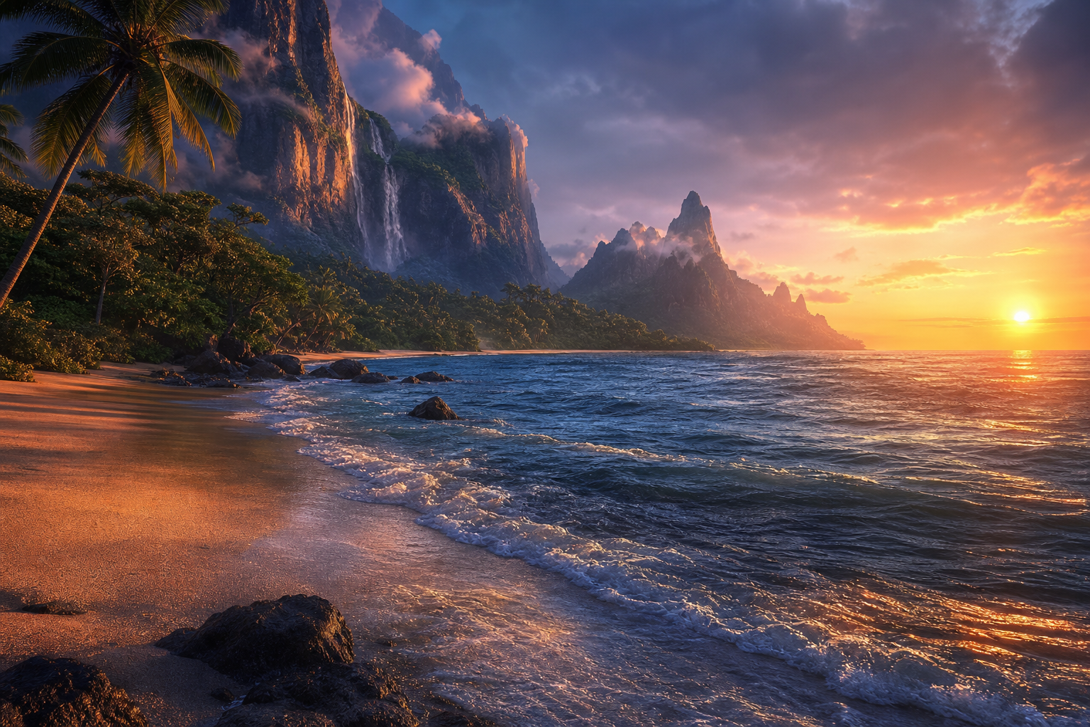 Tropical Beach Sunset Nature Wallpaper  5 4K