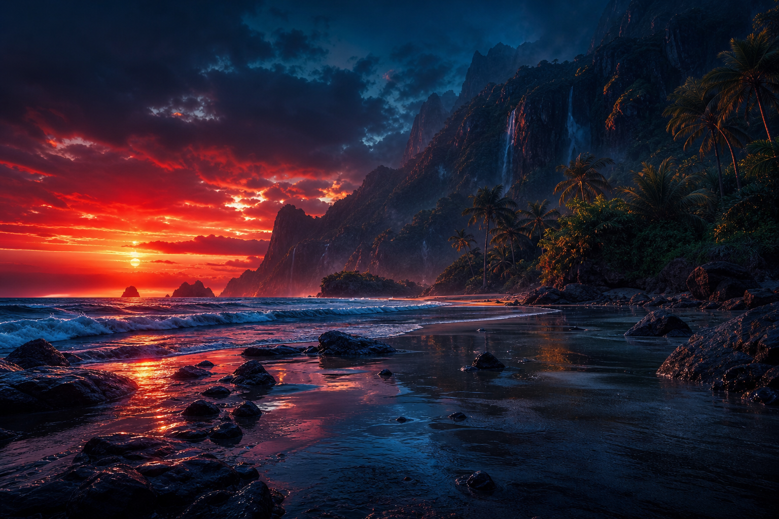 Tropical Beach Sunset Nature Wallpaper  5 4K